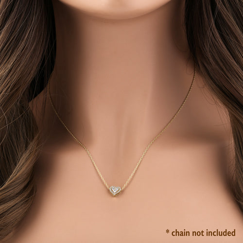 14K Yellow Gold Sparkle Heart Pendant with Round & Princess Cut CZ Stones - Perfect for Valentine's Day Gifts, Anniversary Presents & Everyday Elegance