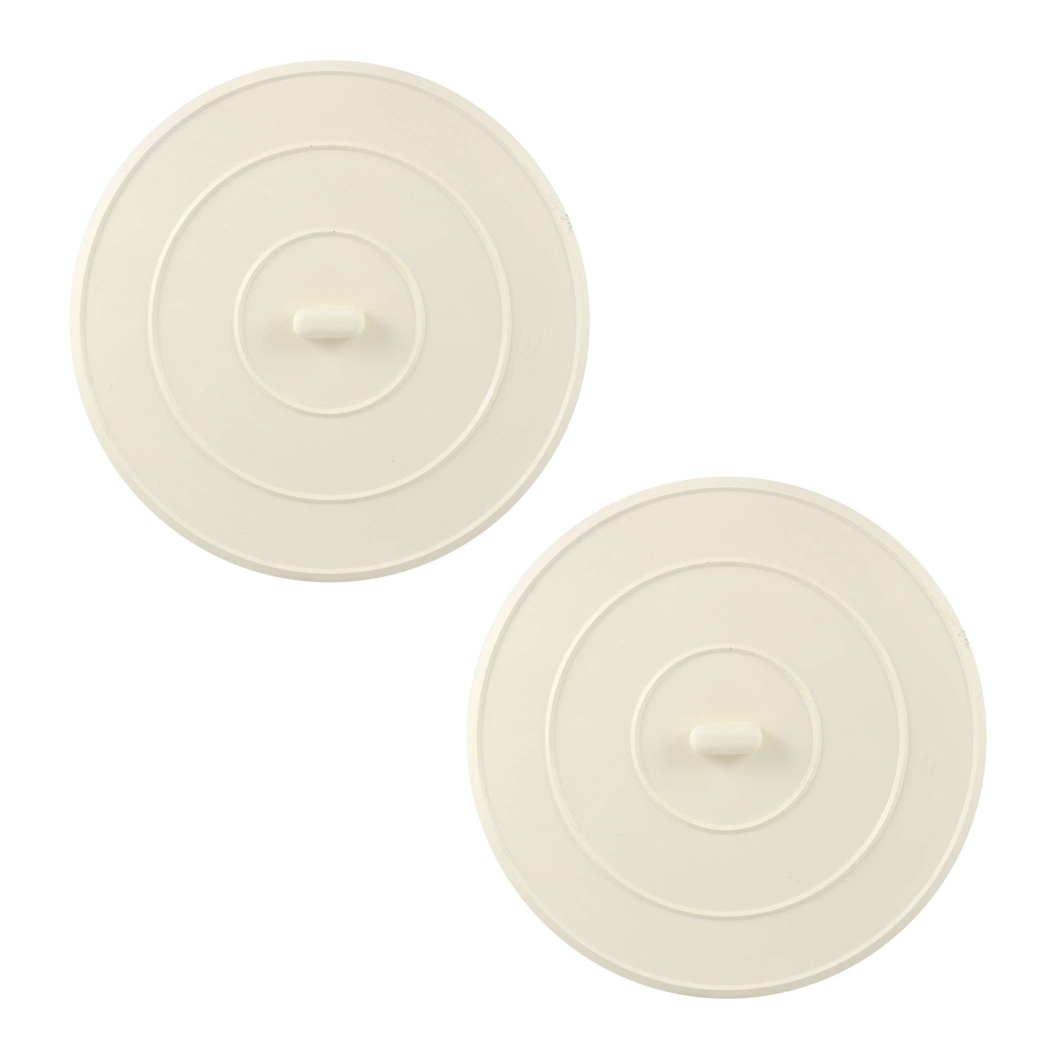 DANCO 89042P 5-Inch White Flat Kitchen Sink Stopper & Bathtub Drain Plug (2-Pack) - Perfect for Bathroom, Kitchen, and Utility Sink Drain Protection