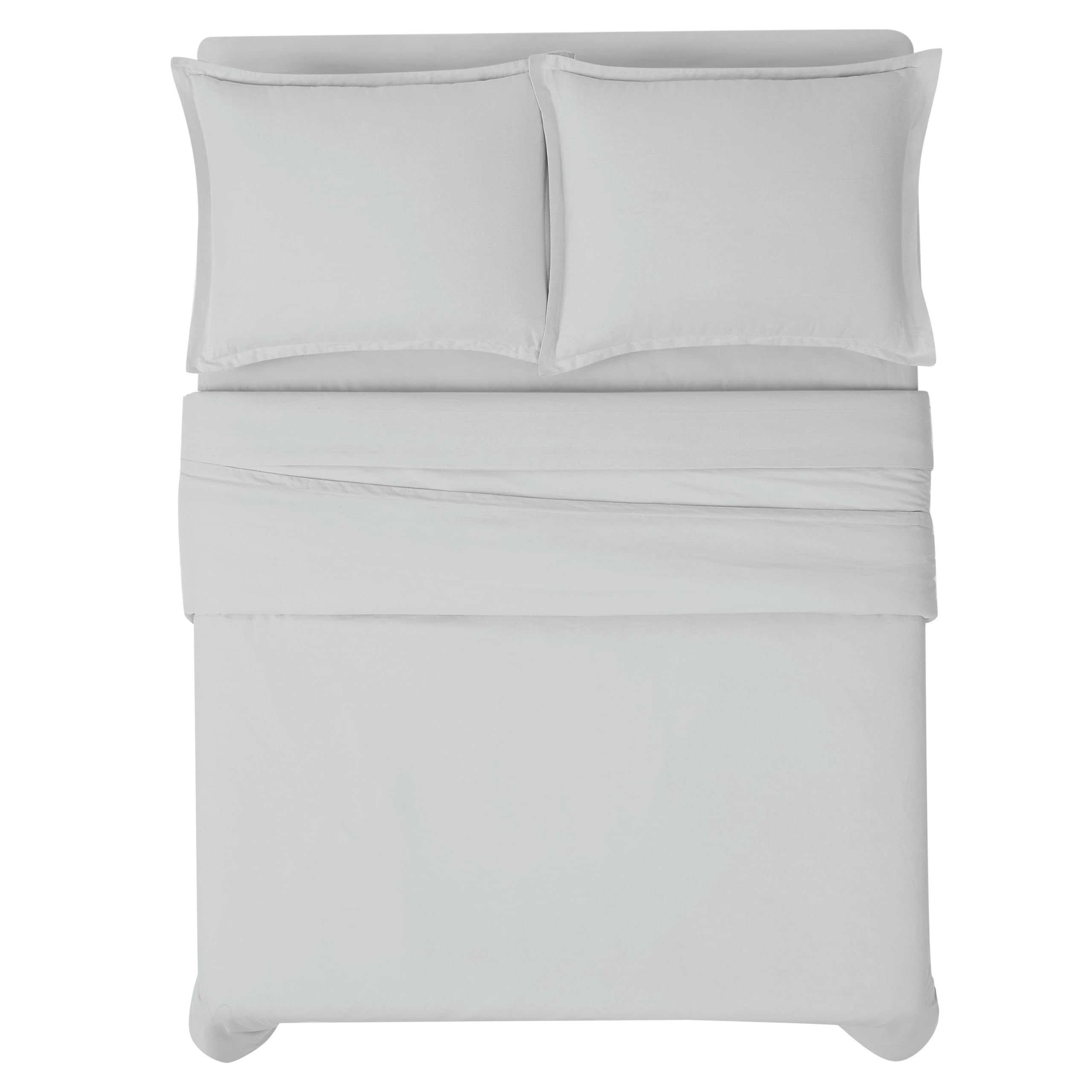 FRYE Cotton Linen Blend Grey 3-Piece King Size Duvet Cover Set - Soft Bedding for Master Bedroom, Guest Room & Luxury Hotels