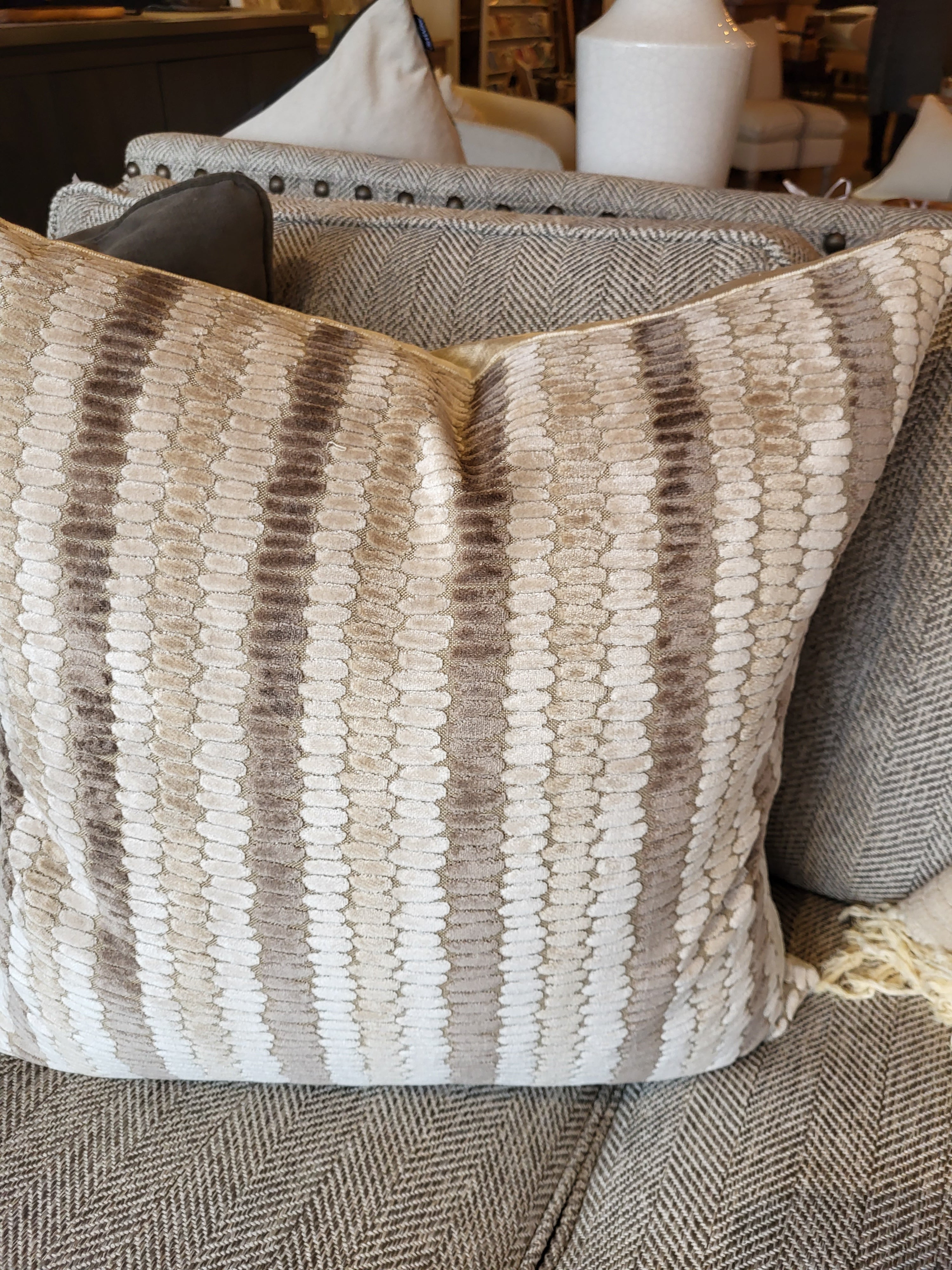 Luxury Velvet Beige Throw Pillow - Soft Decorative Cushion for Sofa, Bed & Living Room - Home Decor Accent Pillow (1 in Stock)