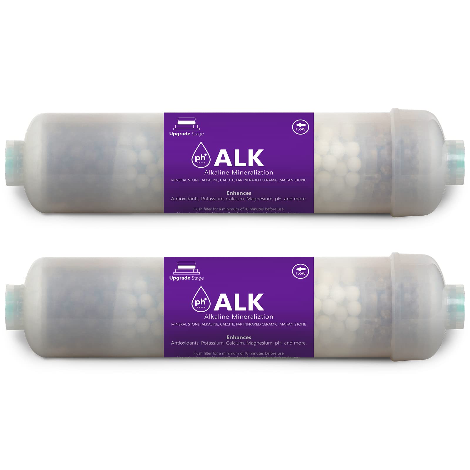 Express Water Alkaline Filter 2 Pack - FLTALKQ10-2Pcs Mineral Inline Filtration System for Clean Drinking Water | Under Sink & Countertop Use