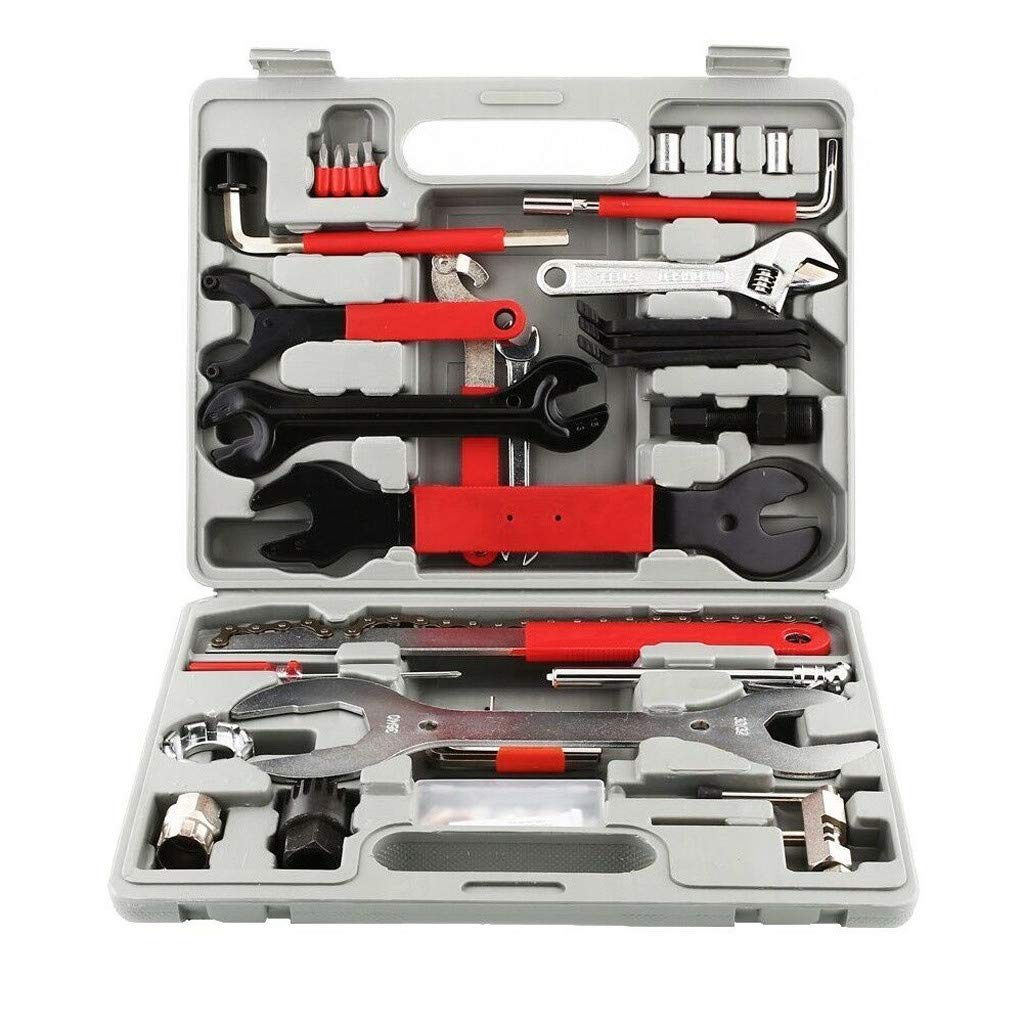 44-Piece Bike Tool Kit - Multi-Function Bicycle Repair Set for BMX, Mountain & Road Bikes - Home Mechanic Tools with 32.5x7x25cm Storage Case - Perfect for DIY Repairs, Maintenance & Tech Gifts (Grey)