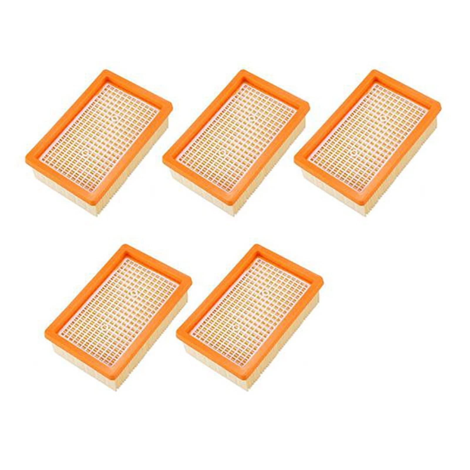 BOSSQI 5-Pack Vacuum Cleaner Replacement Filters - Compatible with Karcher WD 4, WD 5, MV 4, WD 5P Models - High Efficiency Dust Filtration (Orange) - Perfect for Home Cleaning, Workshop & Car Detailing