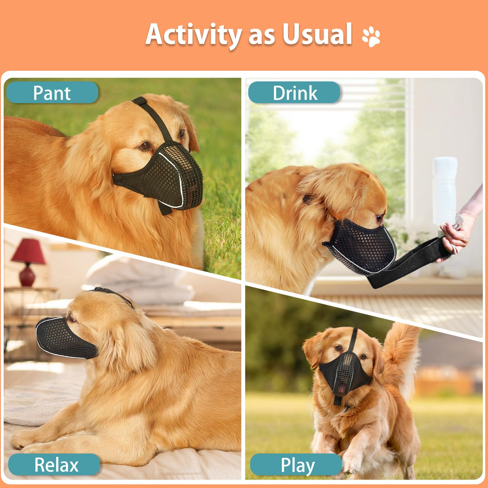 **Mayerzon Dog Muzzle – Breathable Mesh Muzzle for Small, Medium & Large Dogs – Reflective & Soft Anti-Biting Muzzle for Night Walks – Prevents Chewing & Scavenging – Allows Panting & Drinking – Perfect for Training, Grooming & Outdoor Adventures**
