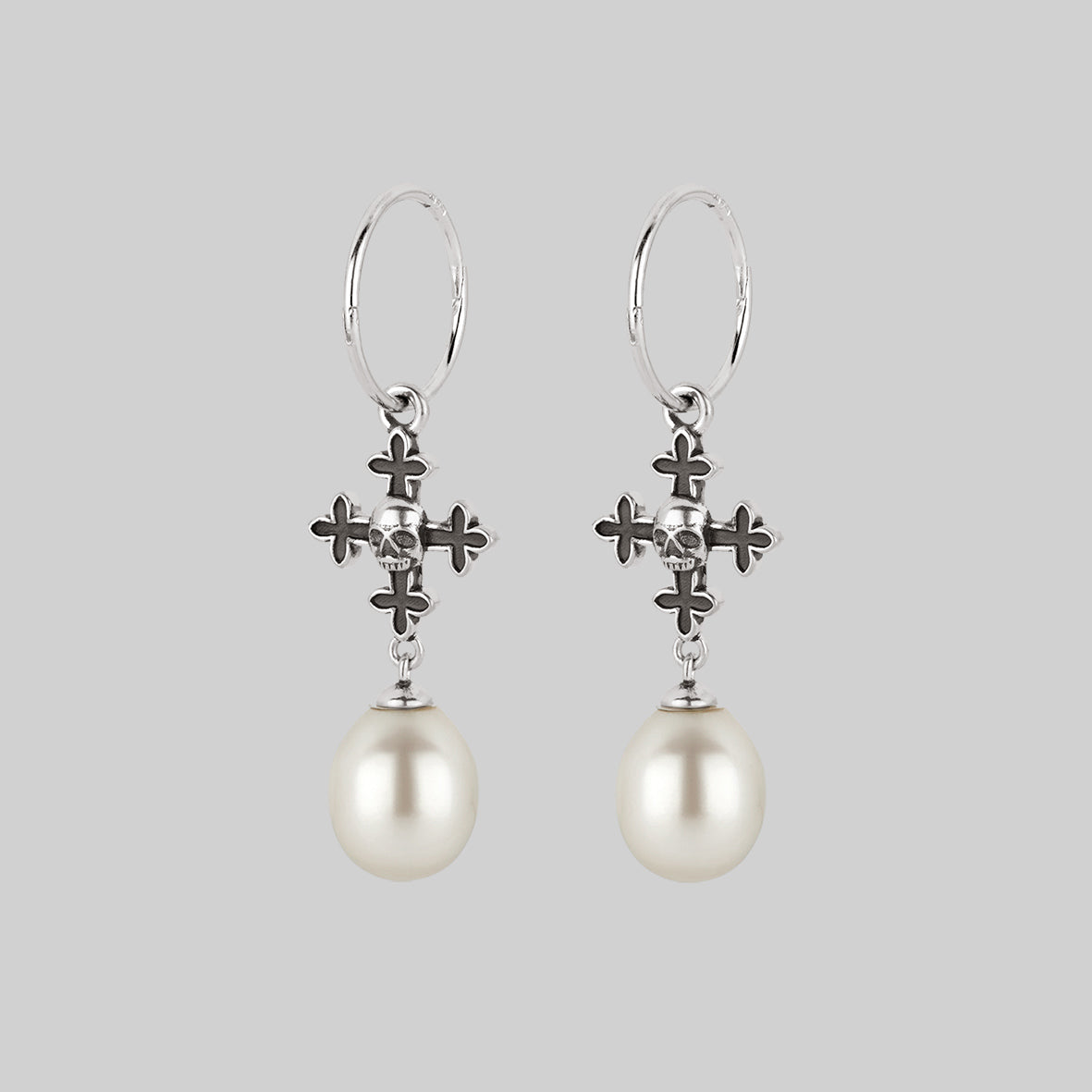 OPHELIA Medieval Cross Hoop Earrings in Sterling Silver - Gothic Jewelry for Women, Perfect for Renaissance Fairs, Halloween Costumes & Boho Fashion