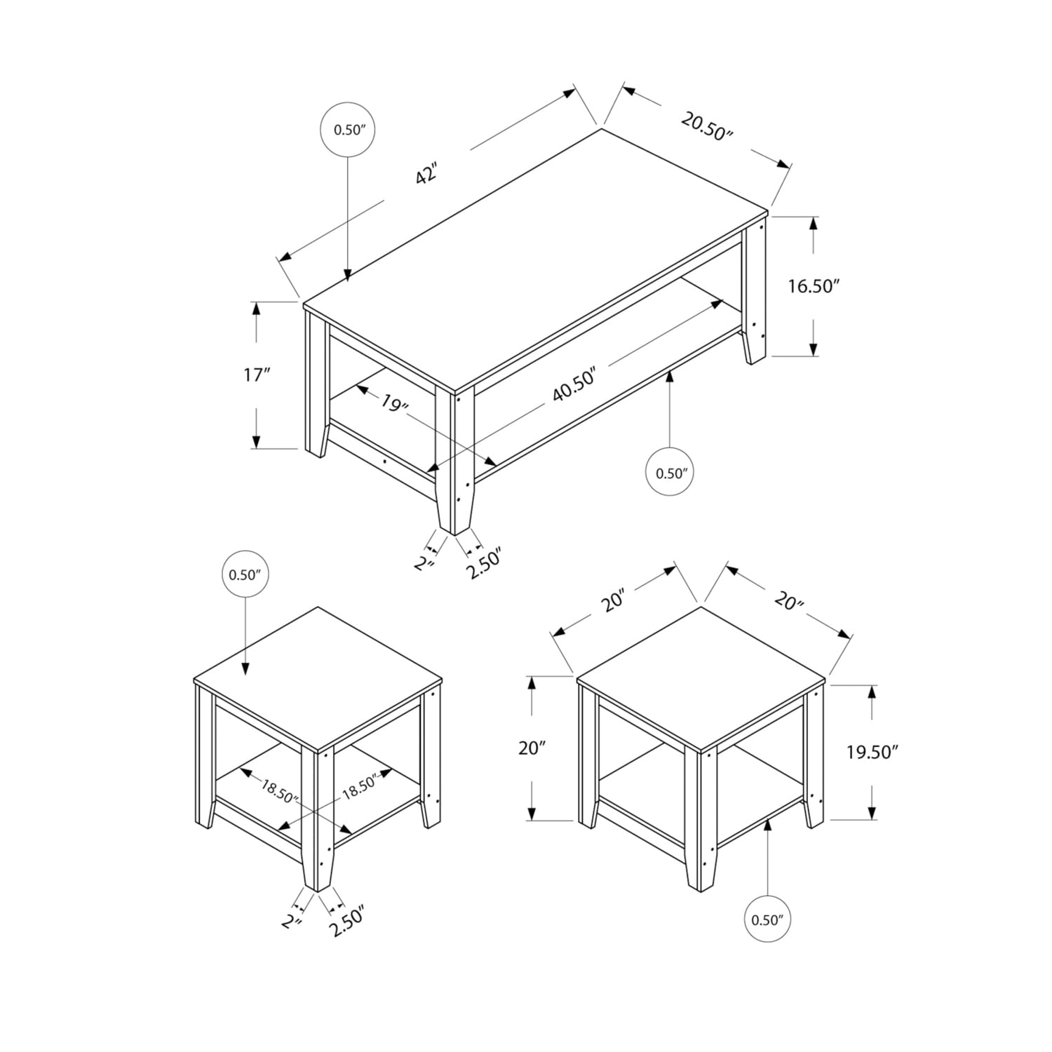 3-Piece Mountain Lodge Coffee Table Set - 42