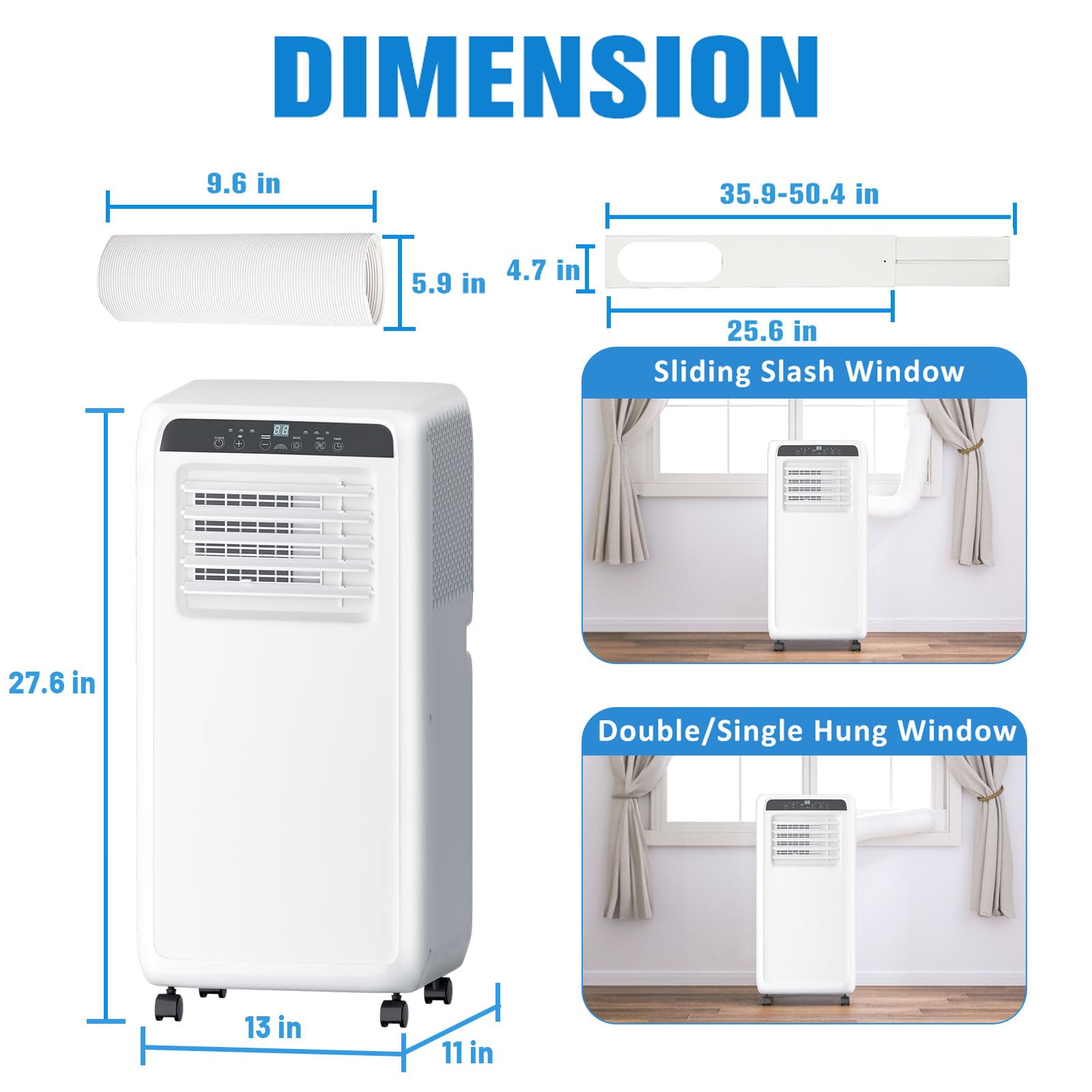 10,000 BTU Portable Air Conditioner - 3-in-1 Cooling Unit with Built-in AC, Dehumidifier & Fan | Covers Up to 500 Sq.Ft | Remote Control & 24-Hour Timer | Perfect for Bedrooms, Apartments & Small Offices | Stay Cool All Summer Long