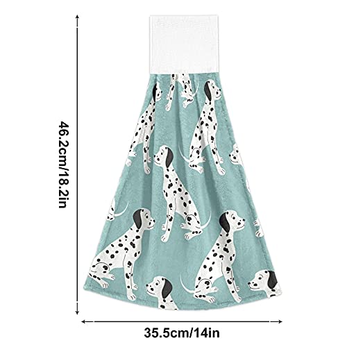 Premium Dalmatian Print Kitchen Towels Set of 2 - Soft Absorbent Blue Hand Towels with Hanging Loop for Bathroom, Dish Cloth & Oven Handle - Perfect for Cooking, Cleaning & Home Decor