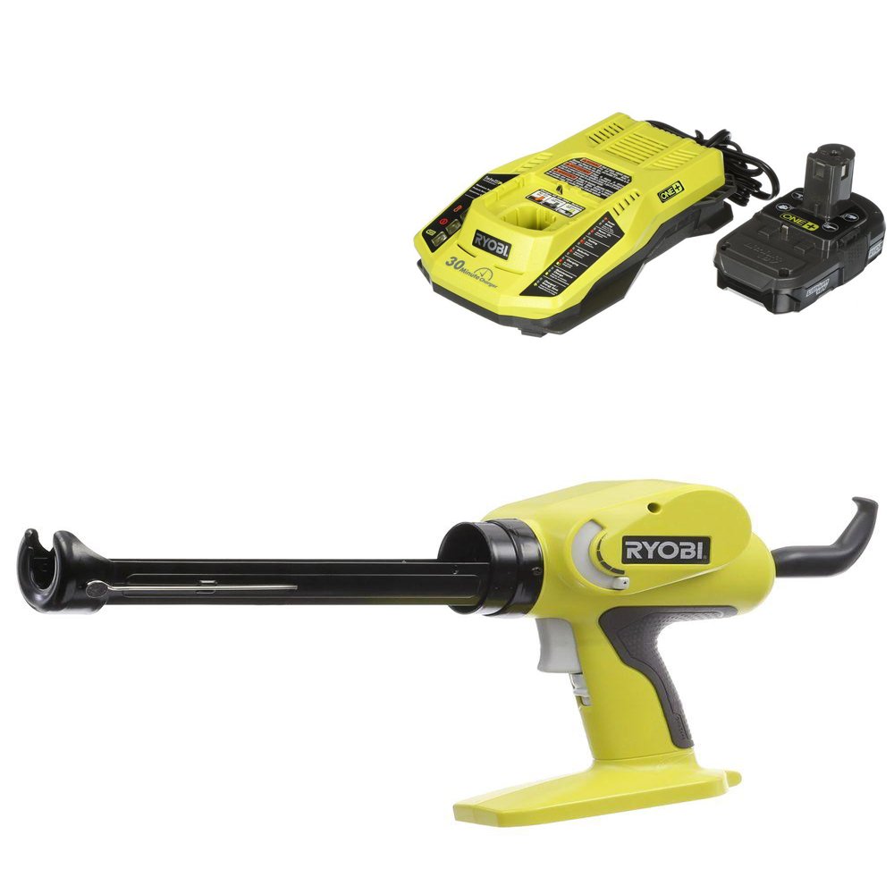 Ryobi 18V ONE+ Cordless Power Caulk & Adhesive Gun Kit with Battery & Charger - Perfect for DIY Projects, Home Repairs & Construction Work