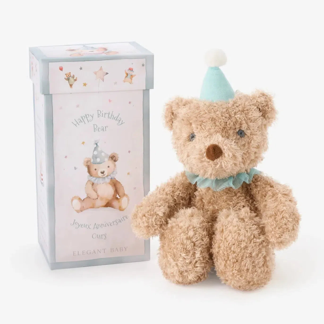 Elegant Baby Birthday Bear Gift Set - Adorable Plush Teddy for Newborns, Baby Showers & 1st Birthday Celebrations | Perfect Nursery Decor & Christening Present