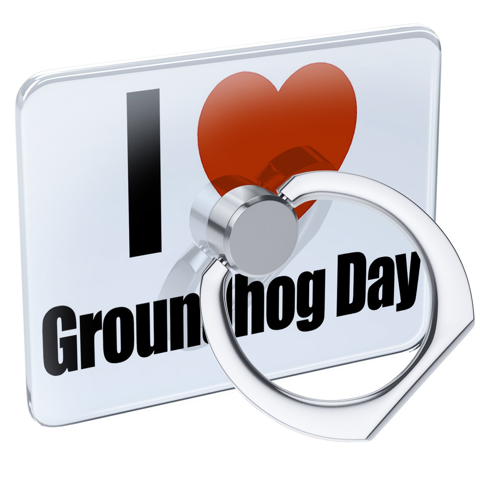 Cell Phone Ring Holder Collapsible Grip & Stand - I Love Groundhog Day Design, Secure Phone Grip, Multi-Angle Viewing, Perfect for Watching Movies, Taking Selfies, and Video Calls