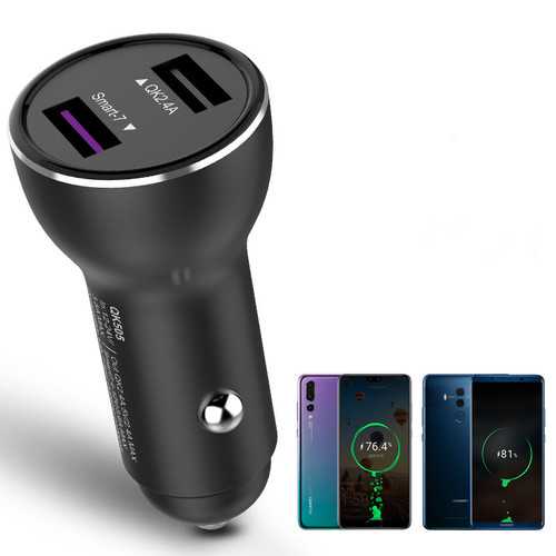 Bakeey QK518 Dual USB Car Charger with Quick Charge 3.0 - Fast Charging for iPhone, Samsung, Xiaomi, Huawei - Perfect for Road Trips & Daily Commutes