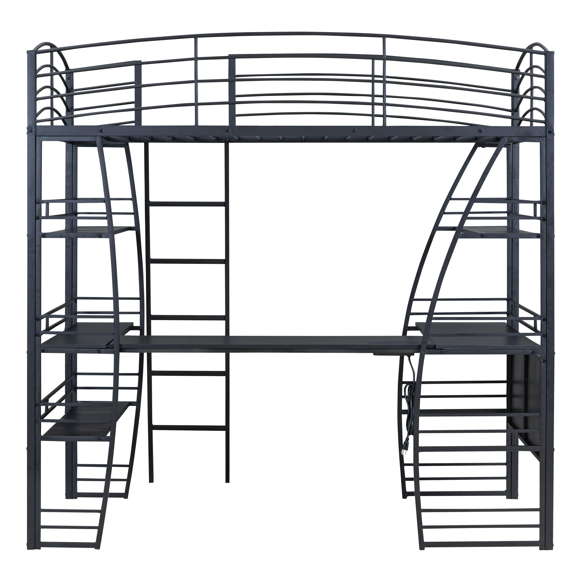 Bellemave Twin Size Loft Bed with Desk & Bookcase - Sturdy Metal Frame, Space-Saving Storage - Perfect for Small Bedrooms, Dorms & Kids Rooms (Black)