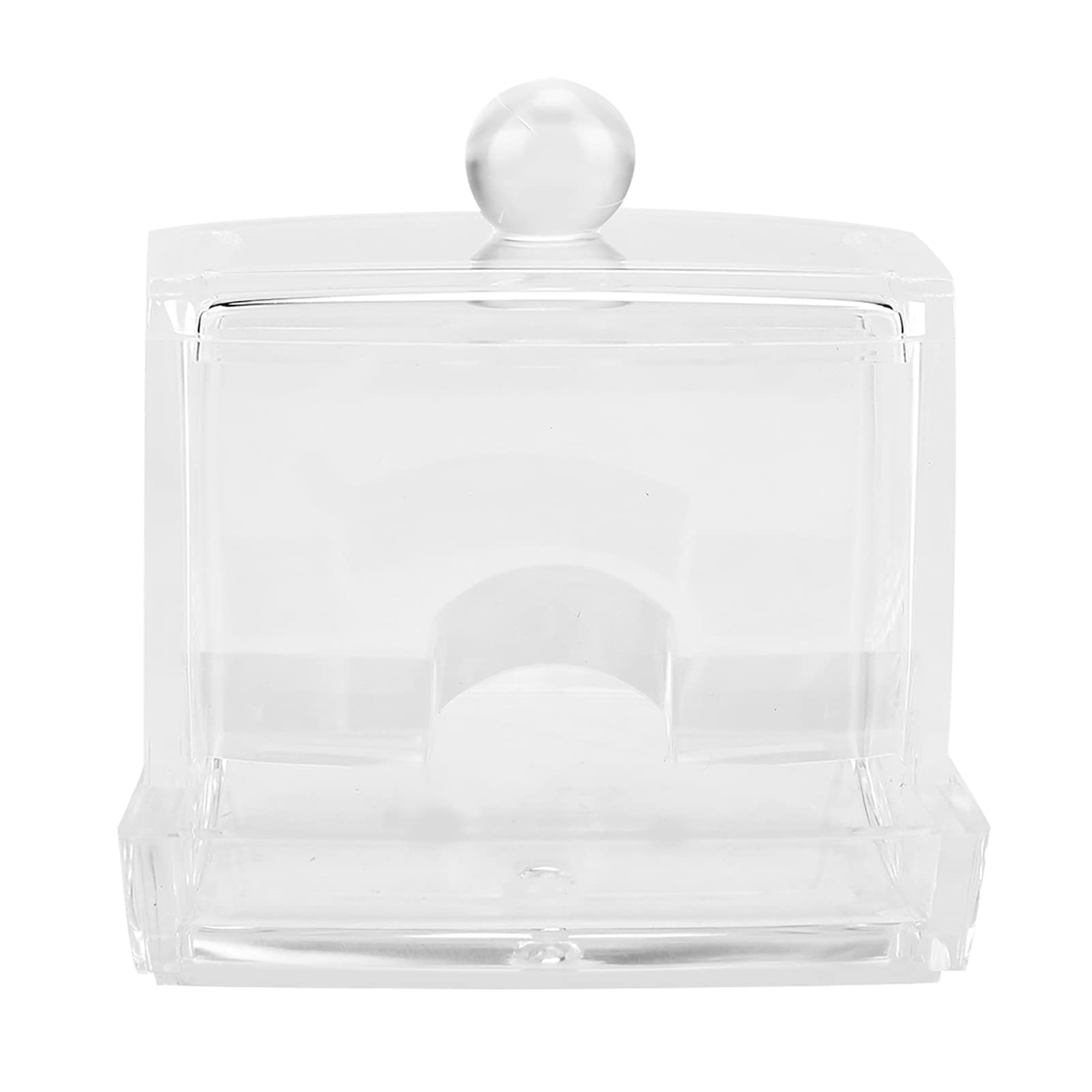 Jadpes Clear Acrylic Cotton Swab Dispenser & Storage Box - Hygienic Makeup Cotton Swab Holder for Bathroom, Salon, and Travel Organization