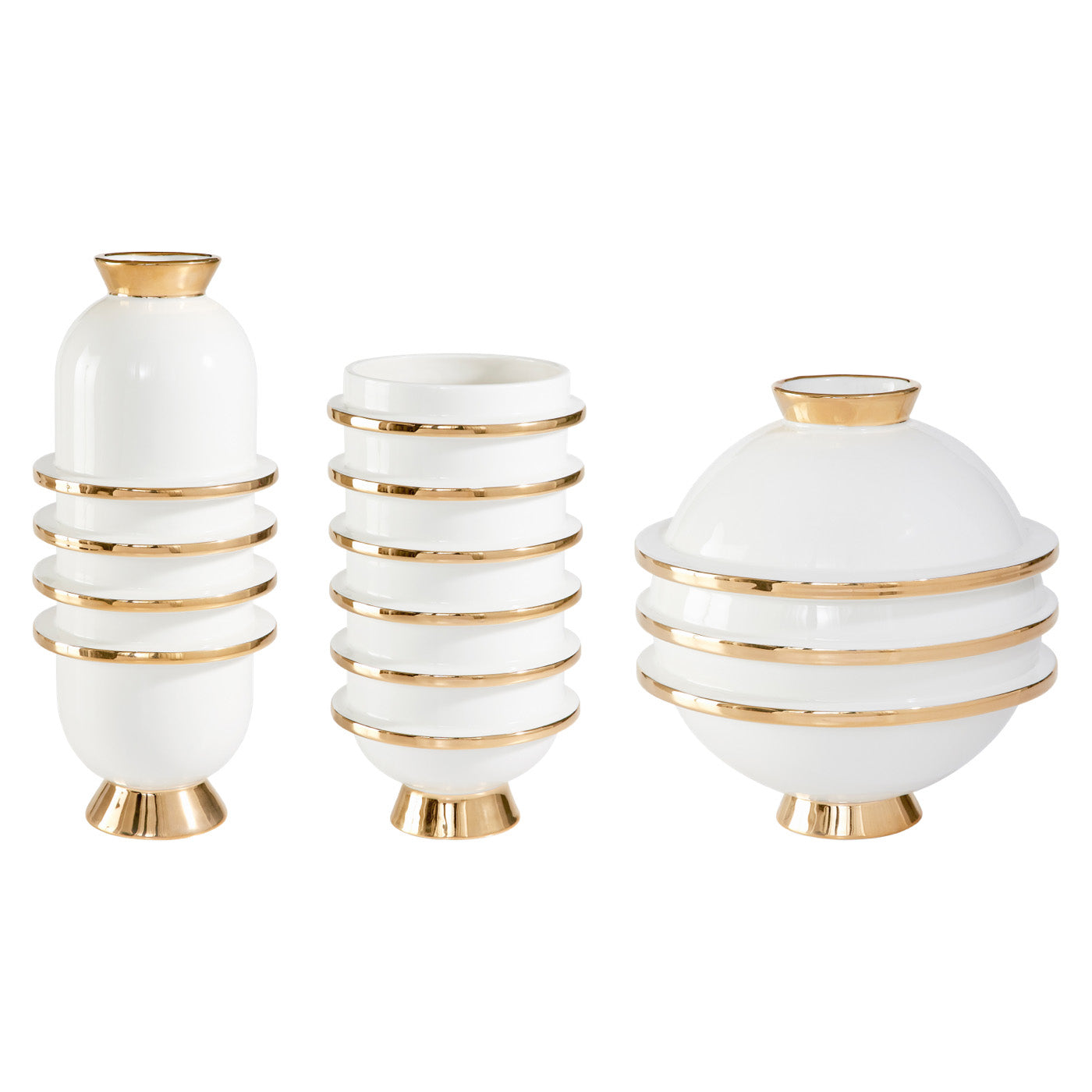Orbit Vase Trio Set - Modern Ceramic Flower Vases for Home Decor, Wedding Centerpieces & Tabletop Display
