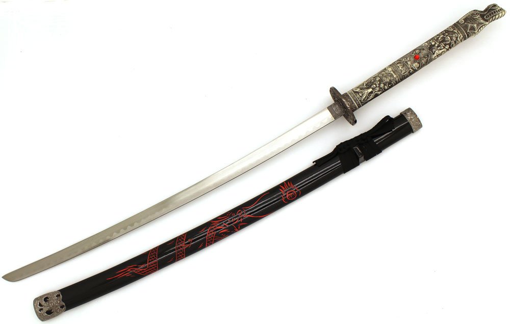 Premium Samurai Katana Sword Set - Triple Dragon Design Tactical Highlander Swords with Display Stand | Perfect for Martial Arts Training, Cosplay, and Home Decor