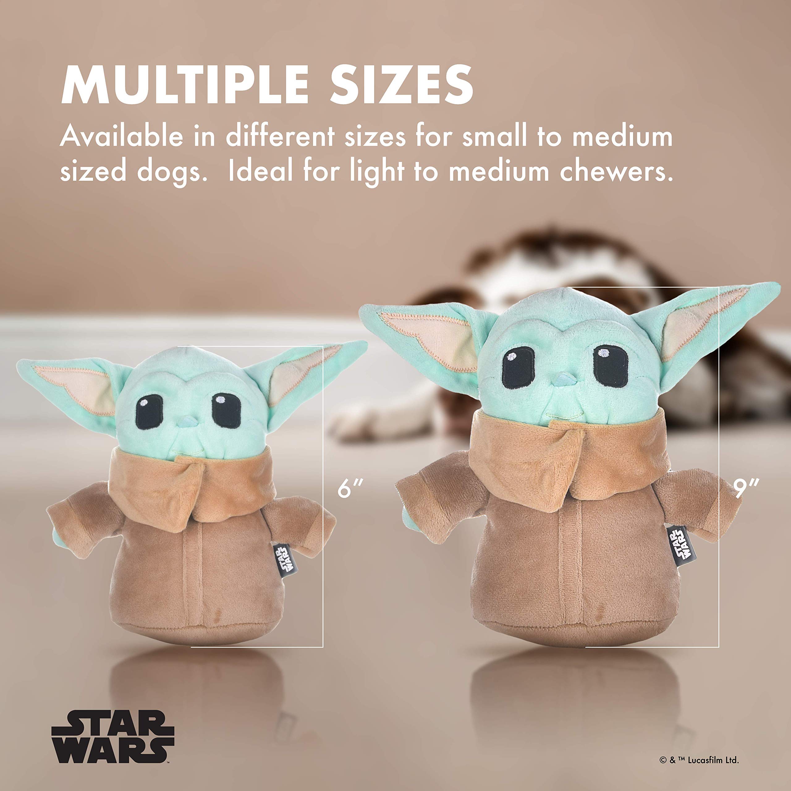 Star Wars The Mandalorian Plush Dog Toy - 6 Inch Soft Squeaky Pet Toy with Child Figure | Safe Chew Toy for Small & Medium Dogs | Perfect for Playtime, Training & Cuddling