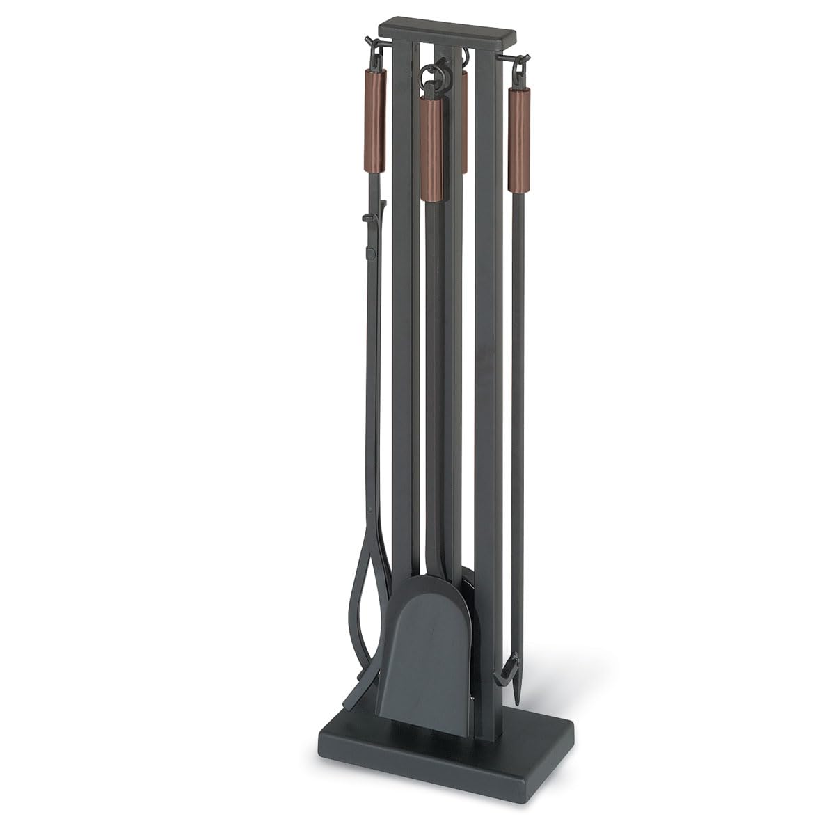 Pilgrim Contemporary Fireplace Tool Set 18038 - Heavy Duty Steel Fireplace Accessories with Stand & Hanger - Perfect for Indoor Fireplace, Living Room, and Patio Use