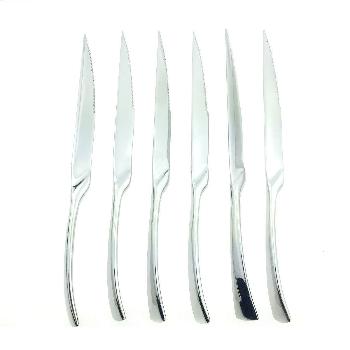 Premium 18/10 Stainless Steel Steak Knife Set of 6 - Professional Chef Grade Steak Knives for Commercial Kitchens & Home Use - Mirror Polished Silver - Perfect for BBQ, Weddings, Dinner Parties & Everyday Dining