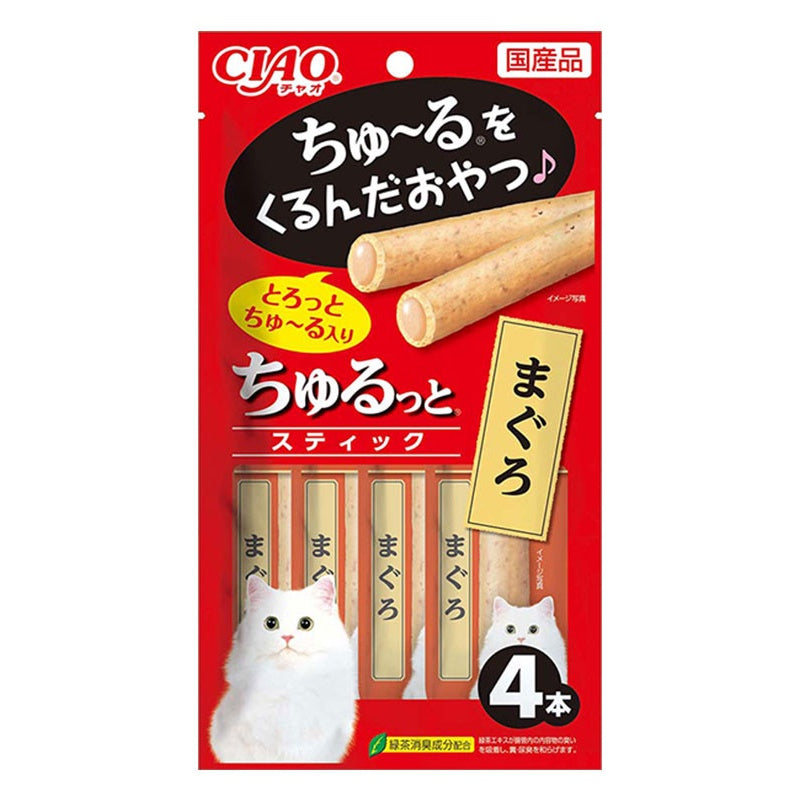 Premium Ciao Churutto Stick Wet Cat Treats - 7g x 4 Pack - Delicious & Nutritious Snacks for Cats - Perfect for Training, Rewards & Bonding with Your Feline Friend