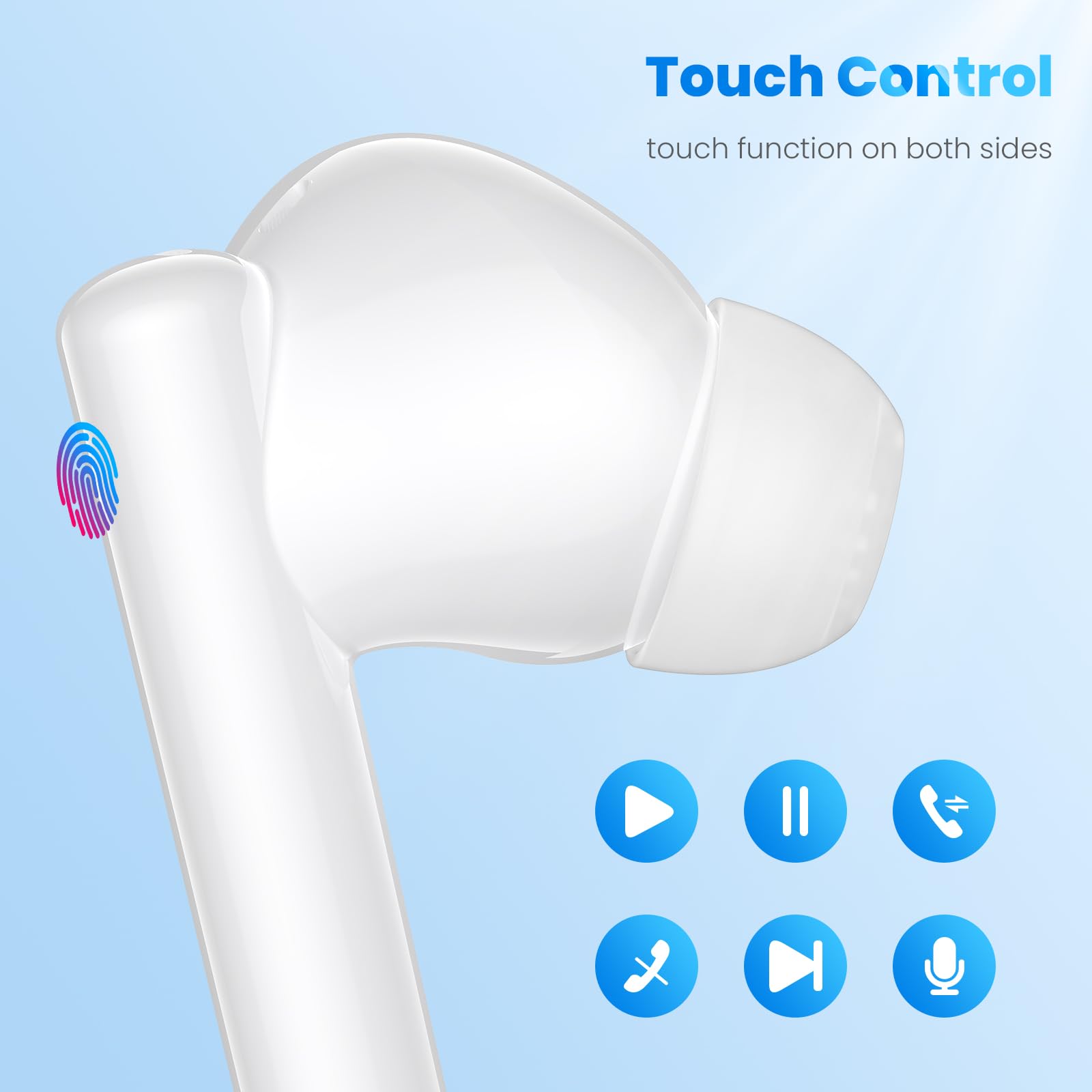 **Wireless Earbuds Bluetooth 5.3 with Noise Cancelling, HiFi Stereo & Touch Control - Compatible with Google Pixel 8/9 Pro/XL/Fold, iPhone 16/15 Pro Max/14, Galaxy S24 Ultra/S23/Fe/Flip 6 - Perfect for Workouts, Commuting & Gaming**