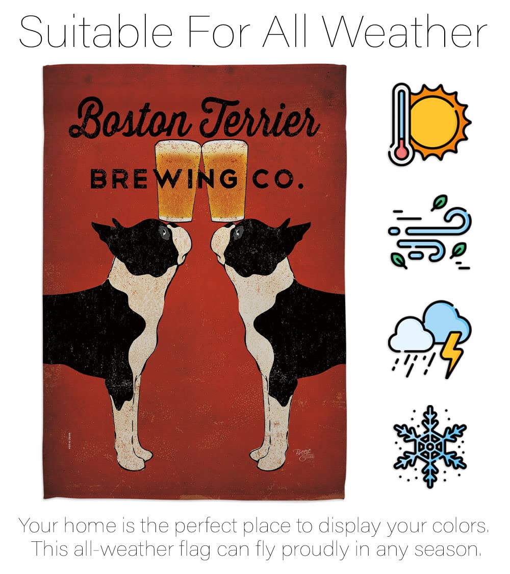 Boston Terrier Brewing Flag Set - House & Garden Decor for Pet Lovers
