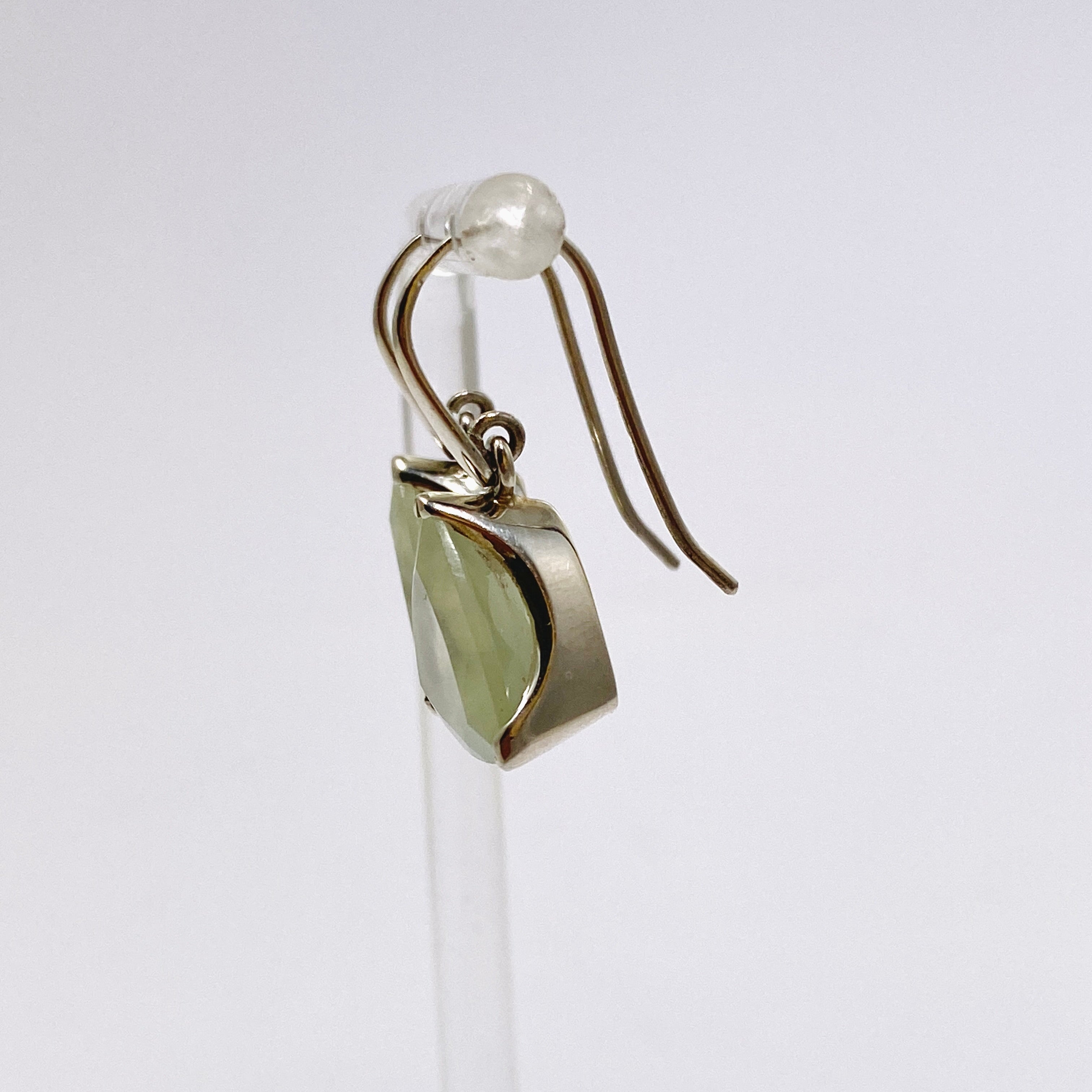 Prehnite Triangular Faceted Earrings for Women - Dainty Gold Geometric Stud Earrings - Perfect for Everyday Wear, Office & Special Occasions