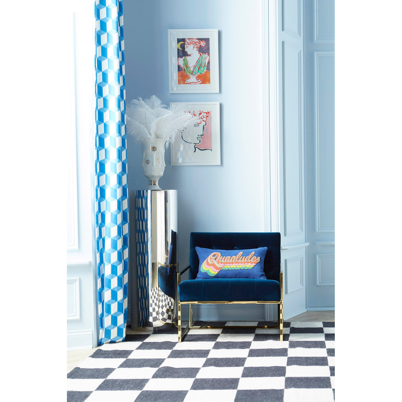 Checkerboard Large Scale Flatweave Rug - Non-Slip Modern Geometric Area Rug for Living Room, Bedroom, Office - Perfect for Home Decor and High Traffic Areas