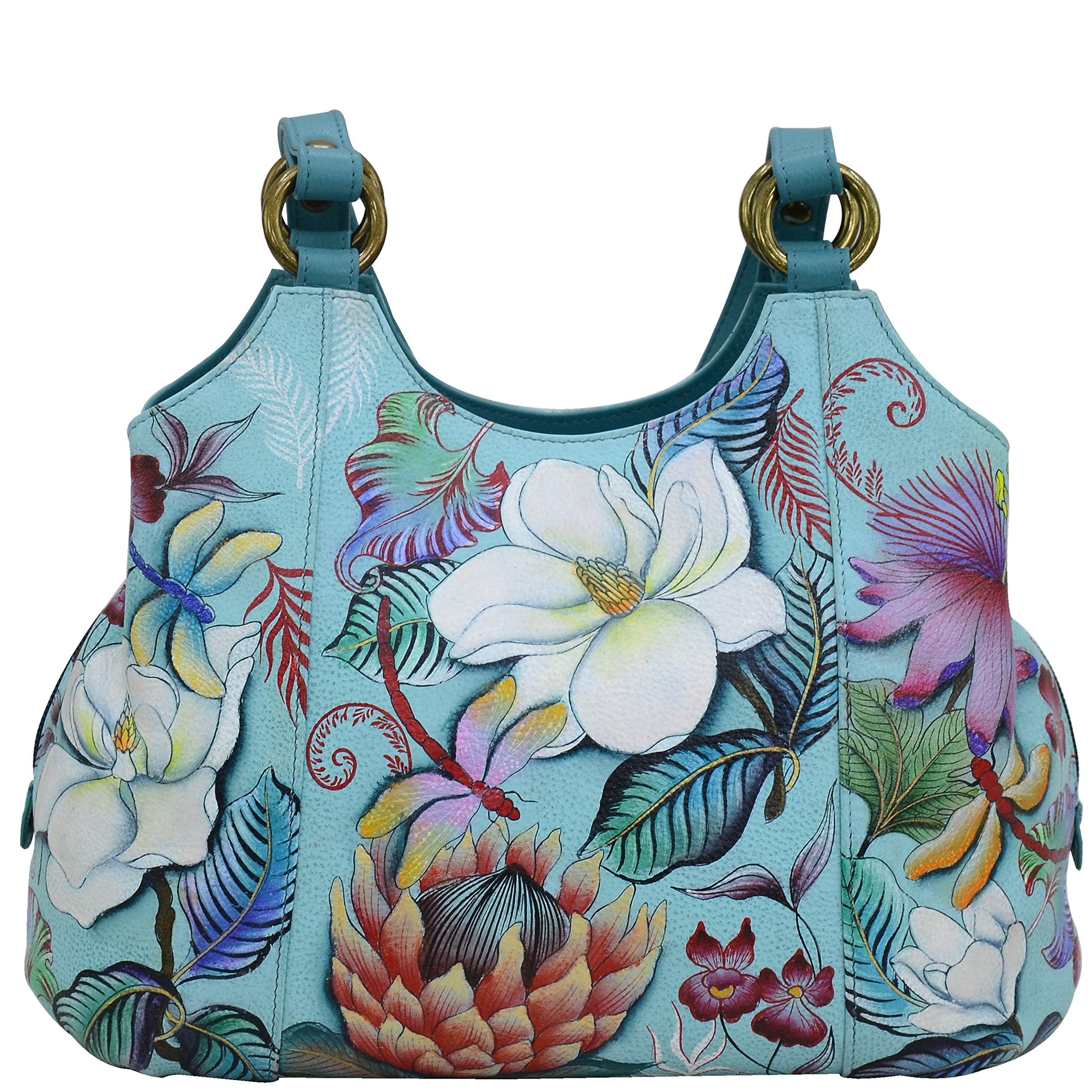 Anuschka Women's Hand Painted Genuine Leather Satchel Bag - Triple Compartment, Zip Closure, Multiple Pockets & Detachable Pouch | Perfect for Work, Travel & Everyday Use