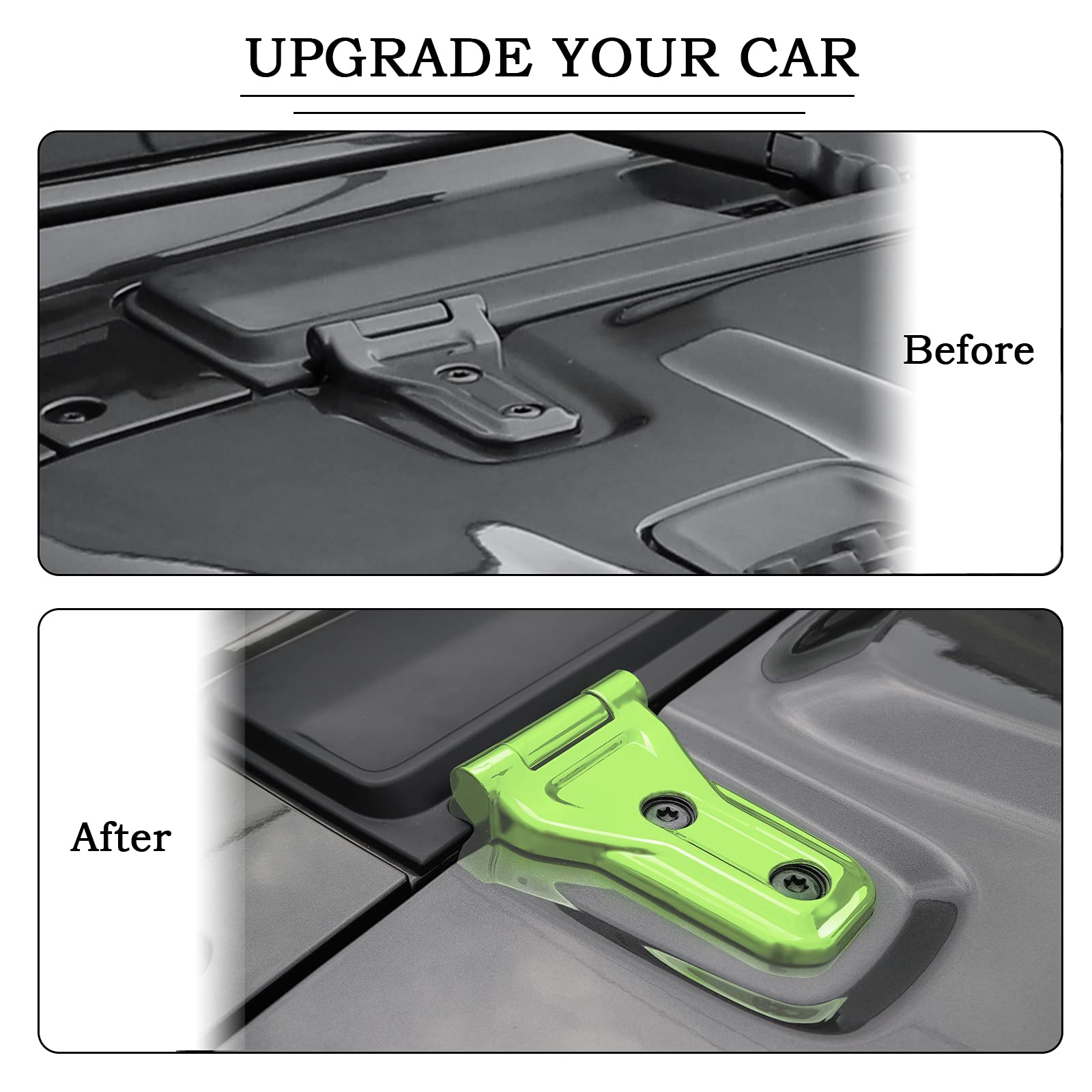 RT-TCZ Hood Hinge Cover - Exterior Decoration Accessories for 2018-2023 Jeep Wrangler JL JLU & Gladiator JT (Light Green) - Upgrade Your Off-Road Vehicle Style for Adventure & Daily Driving