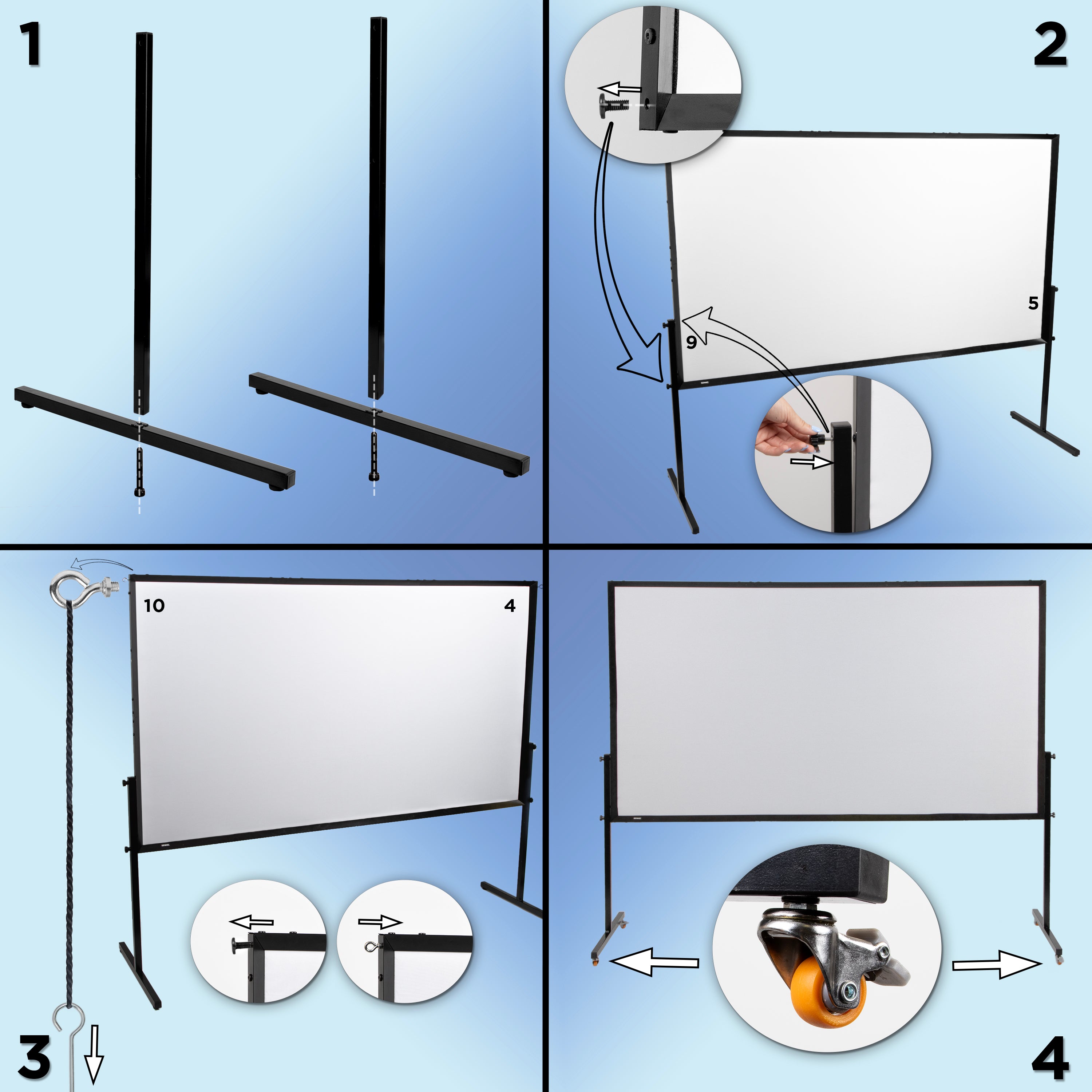 Duronic Projector Screen Accessory Kit - SFPS Replacement Parts, Tripod Hooks, Screws, Rope & Wall Mount for Home Theater & Outdoor Movie Nights | Includes Carry Bag for Easy Transport | Perfect for Presentations, Backyard Cinema & Portable Projection Setup