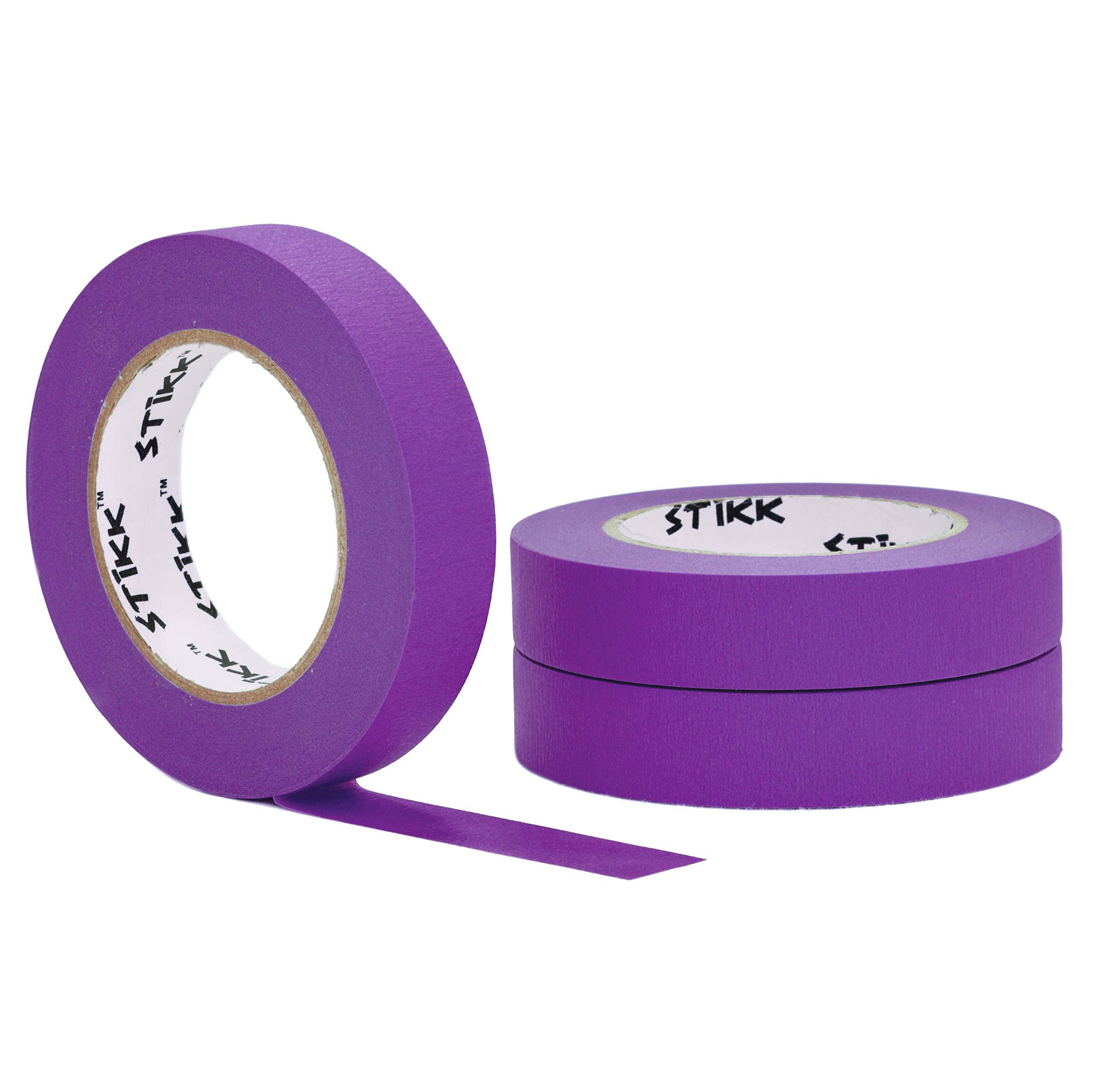 STIKK 1 Inch x 60 Yards Purple Painter's Tape 3-Pack - Residue-Free Masking Tape for Painting Walls, Edges, Trim and Ceilings - Perfect for DIY Home Improvement Projects, Arts & Crafts, and Professional Painting Jobs