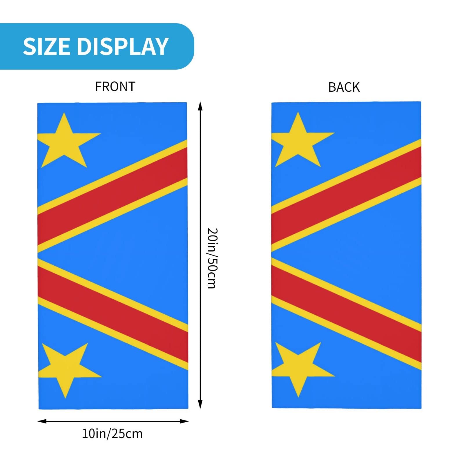 Congo Flag Neck Gaiter - Reusable Face Mask, Bandana & Balaclava Scarf for Outdoor Activities, Hiking, Cycling & Sports - Breathable Multicolor Cloth Face Cover