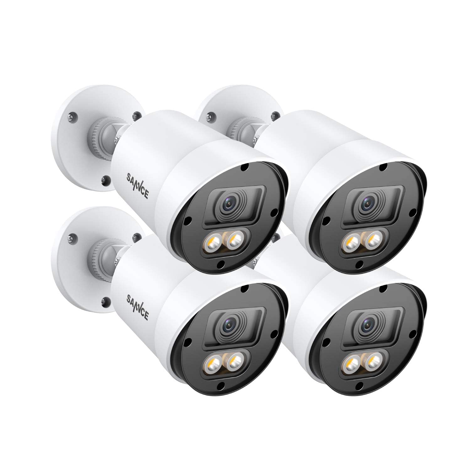 SANNCE 4 Pack 1080P TVI Security Camera System with 100ft True Full Color Night Vision, IP66 Weatherproof, 2 Warm Lights - BNC Cable & Adapter Included - Ideal for Home, Business & Outdoor Surveillance