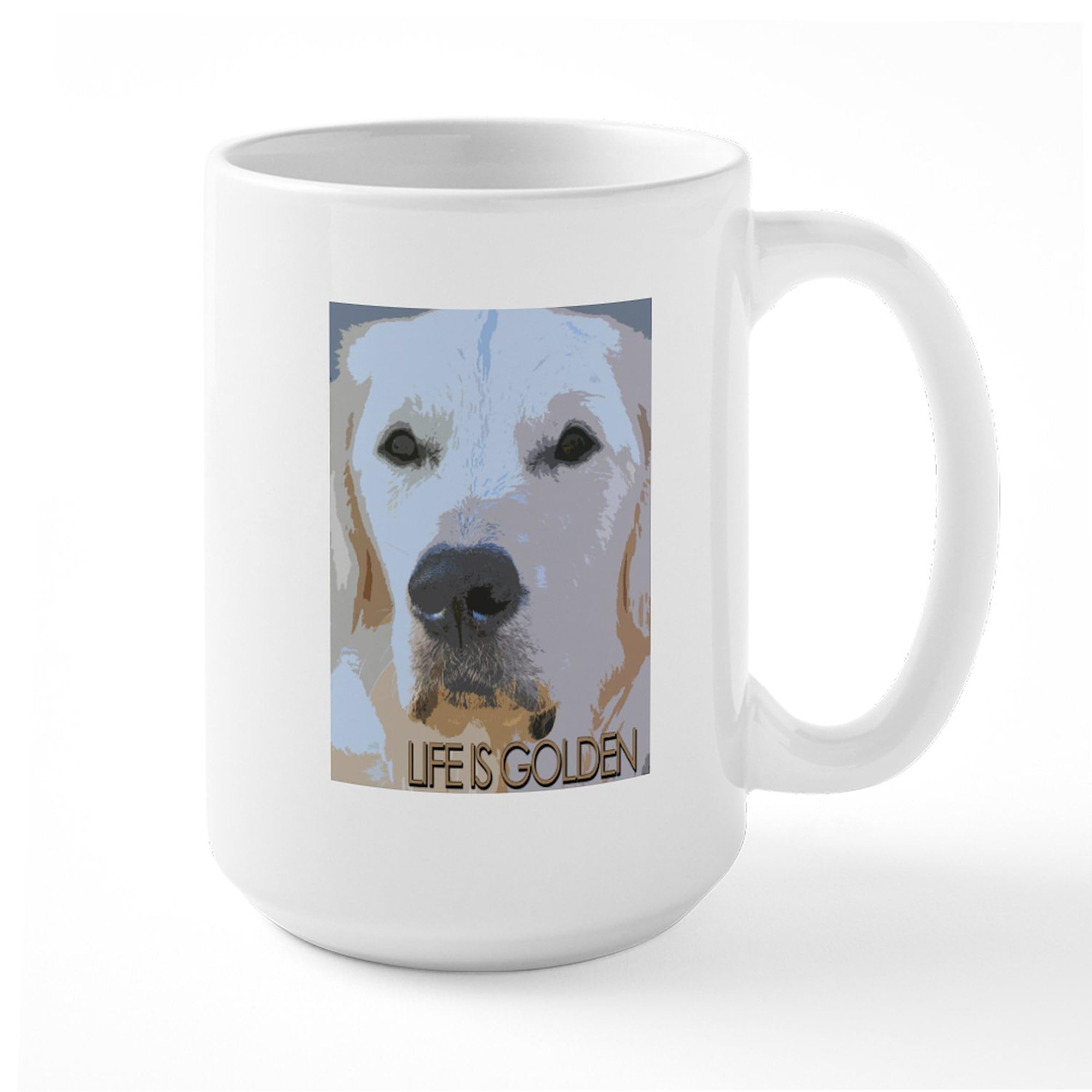 Life Is Golden 15 oz (444 ml) Ceramic Coffee Mug - Perfect for Tea, Hot Chocolate & Office Use - Funny Inspirational Gift for Friends & Coworkers