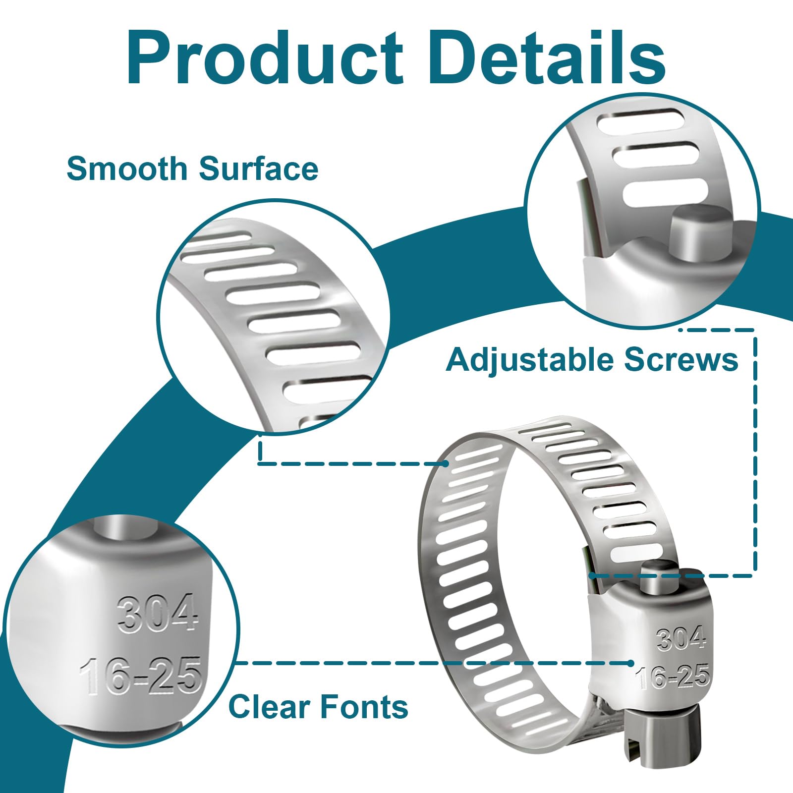Stainless Steel Hose Clamps 30PCS (5/8