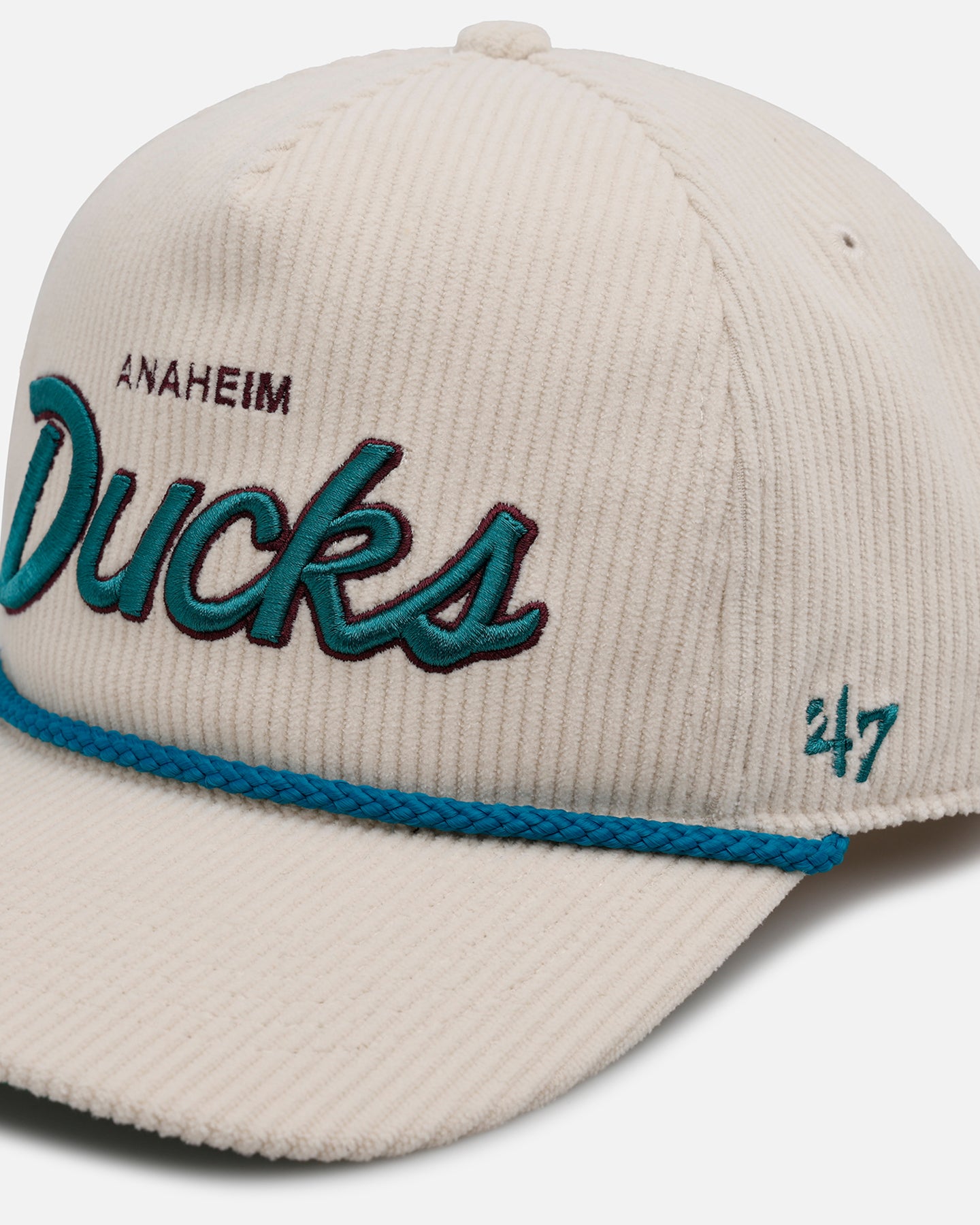 47 Brand Anaheim Ducks 'Natural Script' Premium Hitch Corduroy Snapback Hat - Official NHL Licensed Adjustable Baseball Cap for Men & Women - Perfect for Sports Fans, Casual Wear & Game Day Outfits