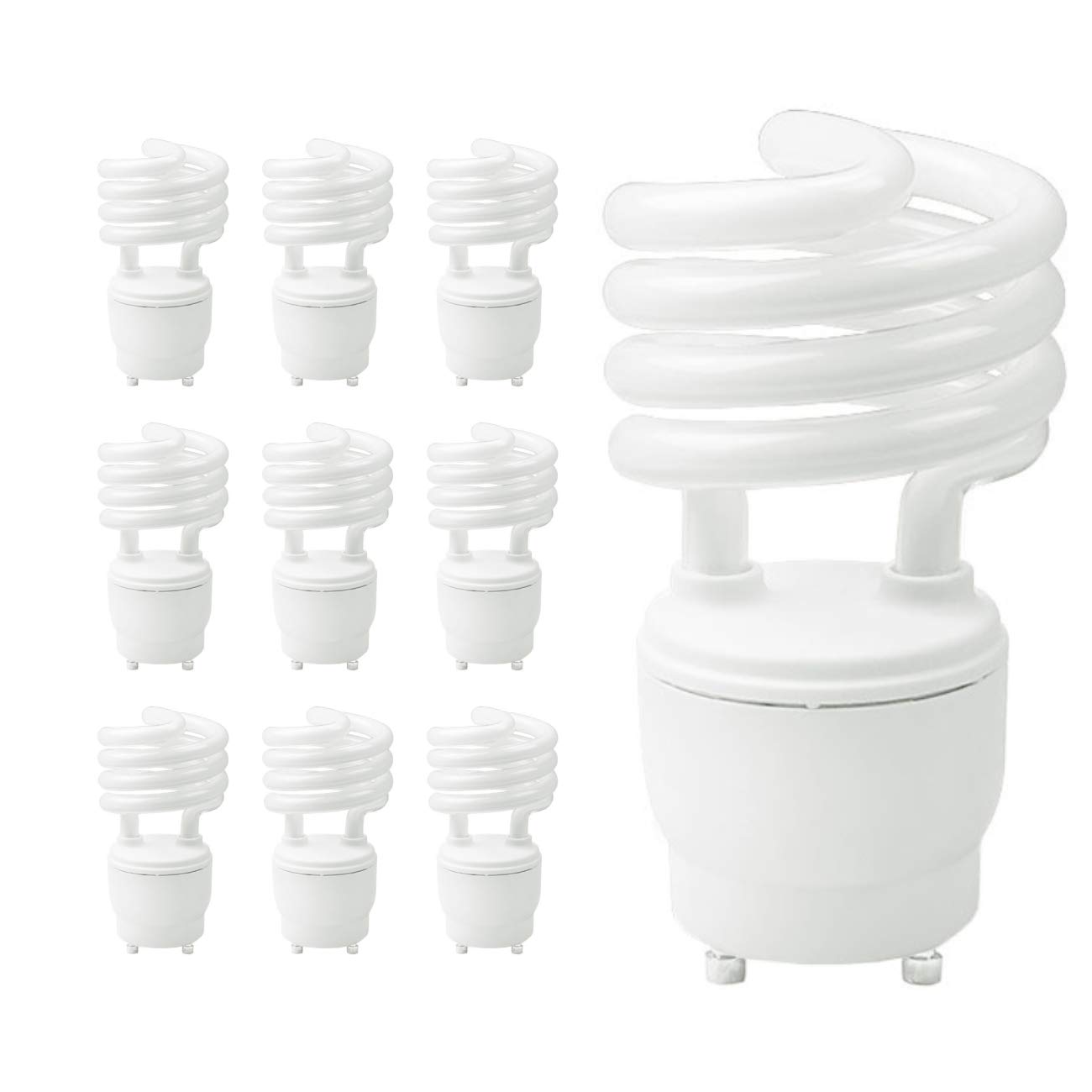 EcoSmart 13-Watt CFL Light Bulbs - 10 Pack, 4100K Cool White, GU24 Base, 900 Lumens, 82 CRI, 10000-Hour Lifespan - Energy Efficient Lighting for Kitchens, Bathrooms & Offices