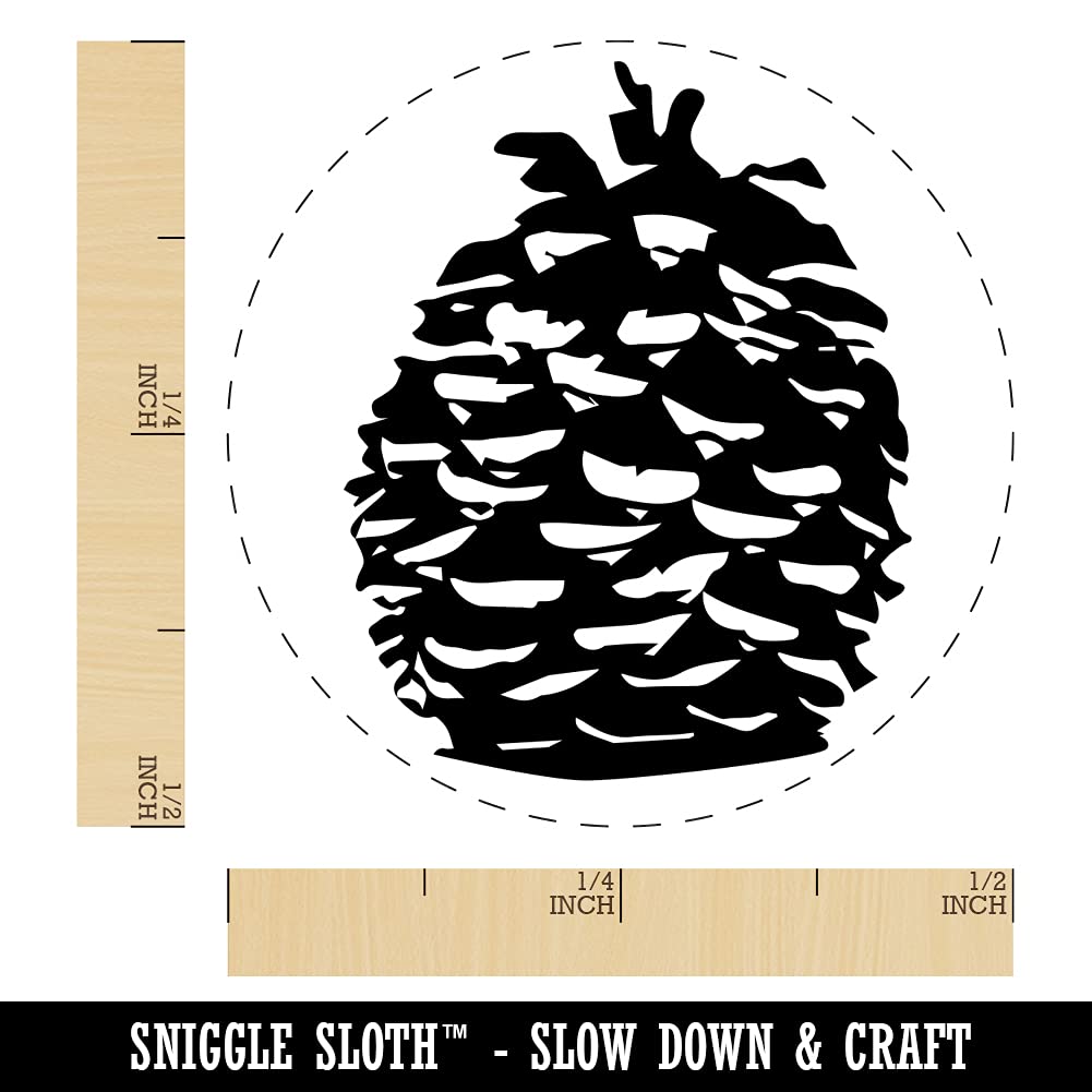 Pinecone Sketch Self-Inking Rubber Stamp - 1/2 Inch Mini Craft Stamp with Green Ink for DIY Scrapbooking, Journaling, Planner Decor & Card Making - Perfect for Handmade Greeting Cards, Bullet Journals & Craft Projects