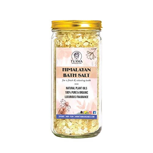 Tvama Organics Jasmine Bath Crystals for Body & Foot Spa - Relaxing Aromatherapy with Himalayan Pink Salt & Jasmine Oil | 200g | Natural Muscle Pain Relief | Perfect for Stress Relief & Home Spa Treatments