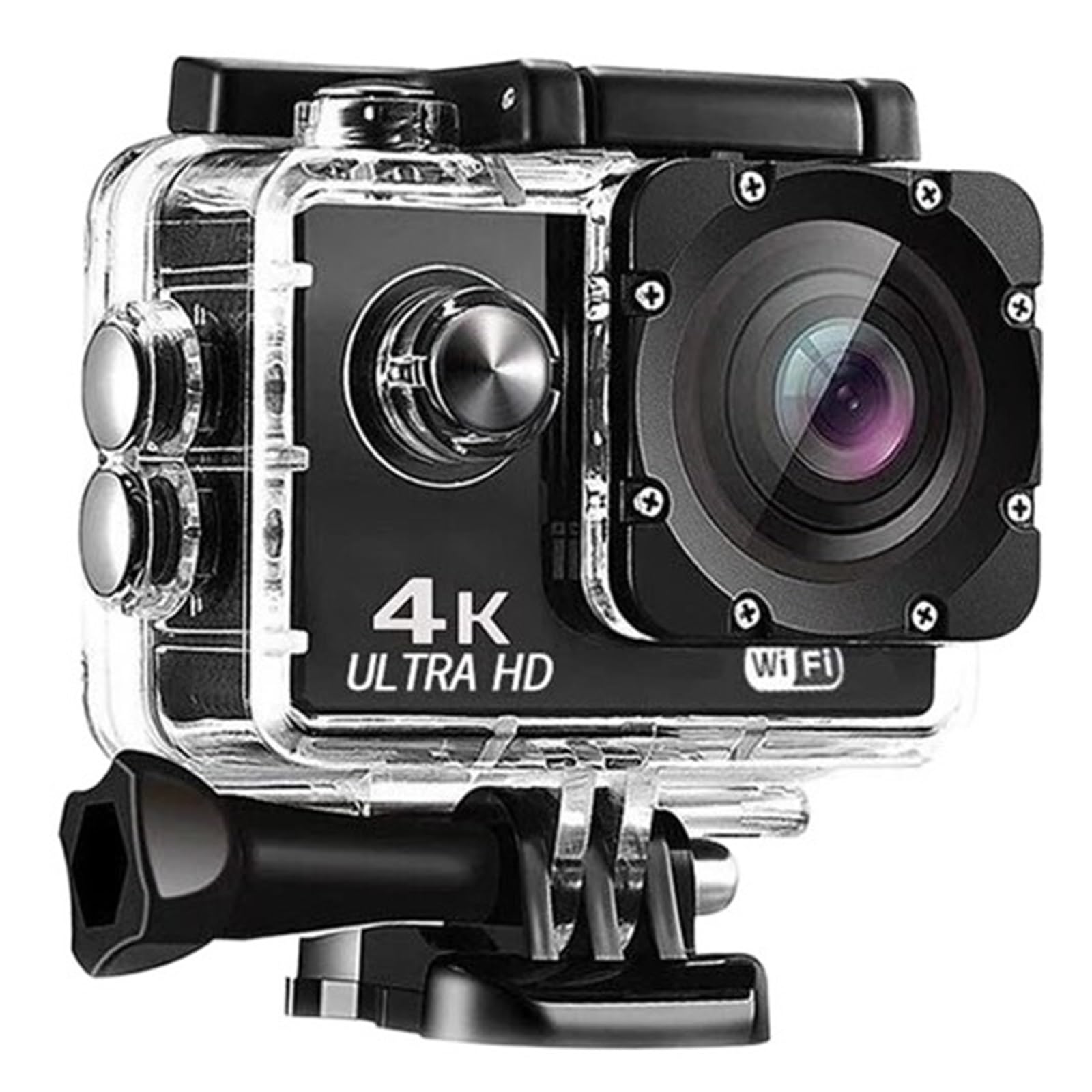 **MZZYG 4K Ultra HD Action Camera with WiFi - 30fps, 2 Inch Screen, 170° Wide Angle, Waterproof for Underwater & Outdoor Sports - Helmet Mountable for Adventure, Surfing, Skiing, Vlogging (Black)**