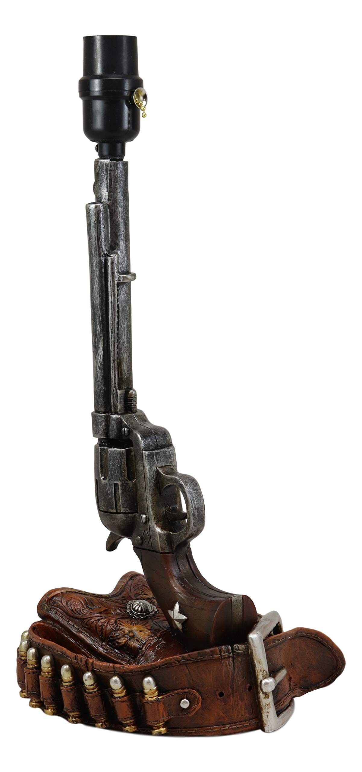 Ebros Western Six Shooter Revolver Gun Lamp with Holster & Ammo Belt - 20.5