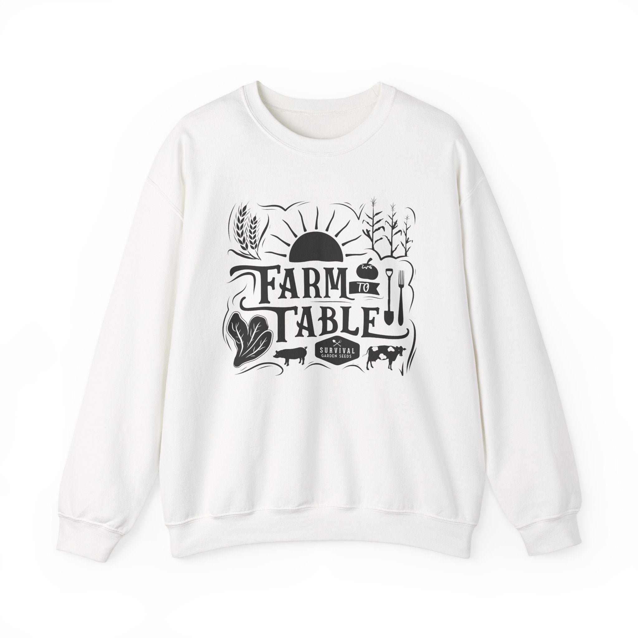 Farm to Table Crewneck Sweatshirt - Organic Cotton Comfort Wear for Men & Women | Cozy Casual Outfit for Fall, Winter & Everyday Wear
