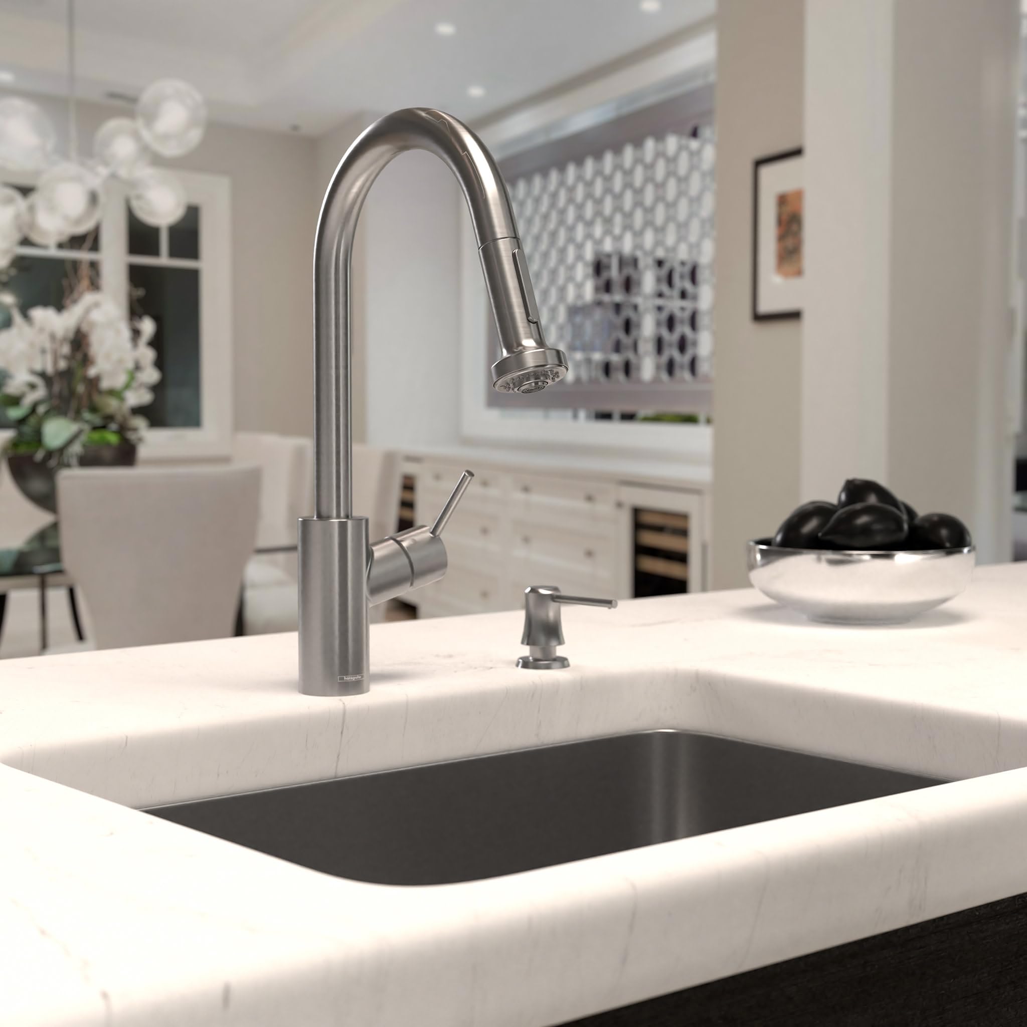 Hansgrohe Talis S² Stainless Steel High Arc Pull Down Kitchen Faucet with Magnetic Docking Spray Head - Modern Design for Sink & Cooking - Perfect for Home Kitchen Remodeling & Daily Dishwashing