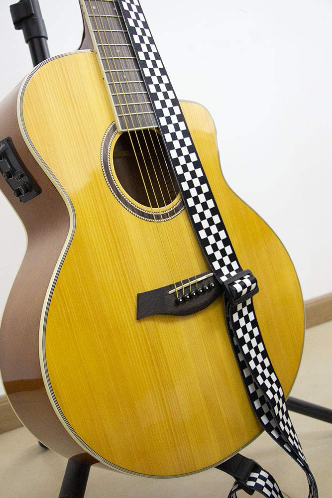 Premium Guitar Strap for Acoustic & Electric Bass - Adjustable Leather Ends with Strap Locks & Free Guitar Picks - Perfect for Live Performances, Studio Sessions & Practice