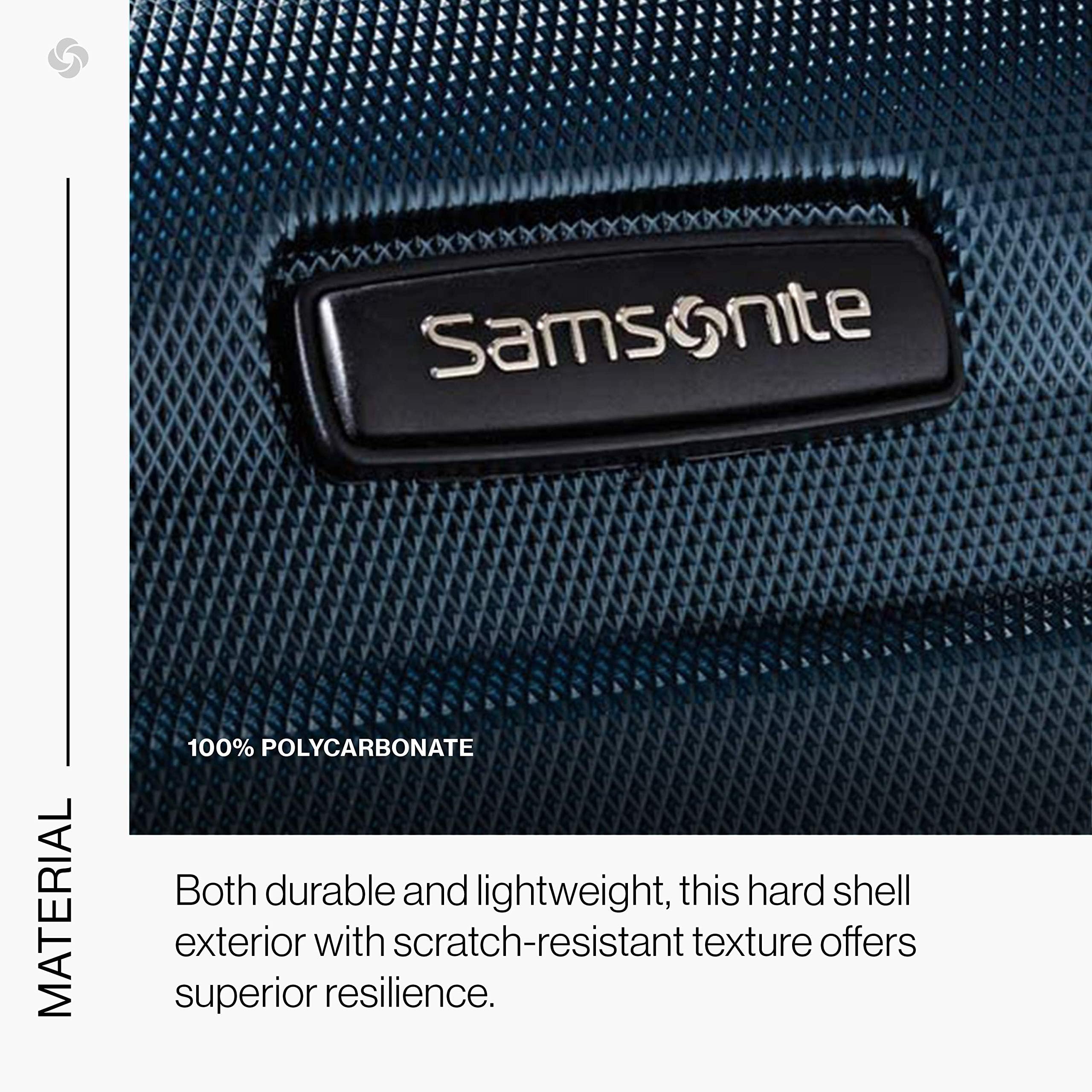 Samsonite Omni PC Hardside Expandable Spinner Luggage 24-Inch Checked-Medium Suitcase - Teal Blue for Business Travel & Vacation (TSA Lock, Durable Lightweight Design)