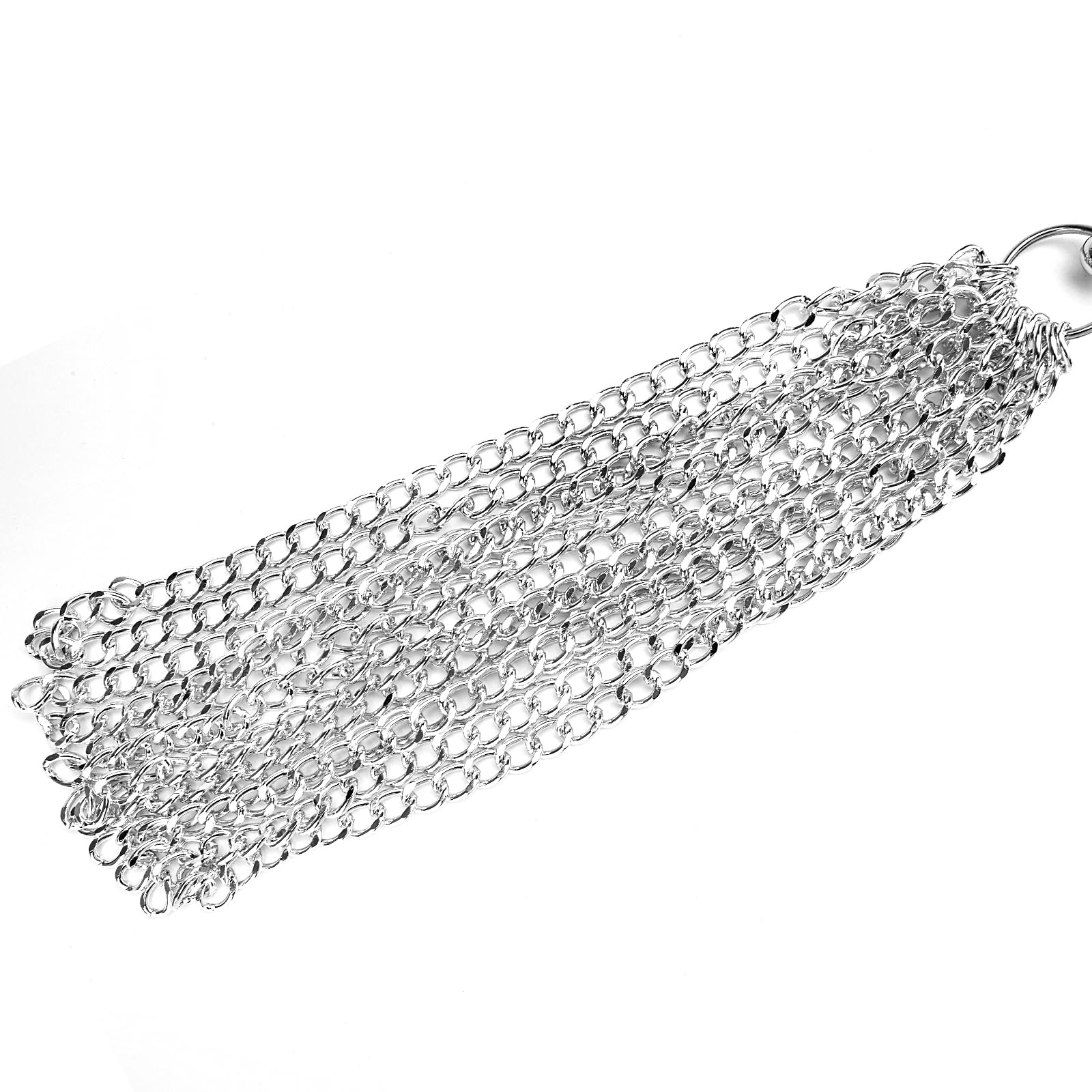 BDSM Whip & Anal Plug Set - Metal Iron Chain Sex Toy for Couples, Adult Bondage & Training - Perfect for Spicing Up Your Bedroom & BDSM Play (Silvery)