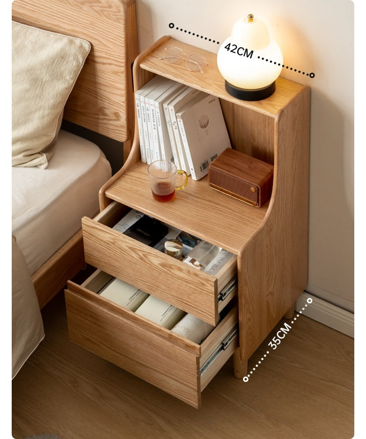 Solid Oak Wood Nightstand - Modern Bedside Table with Drawer for Bedroom, Living Room, or Guest Room - Durable & Stylish Furniture for Home Decor