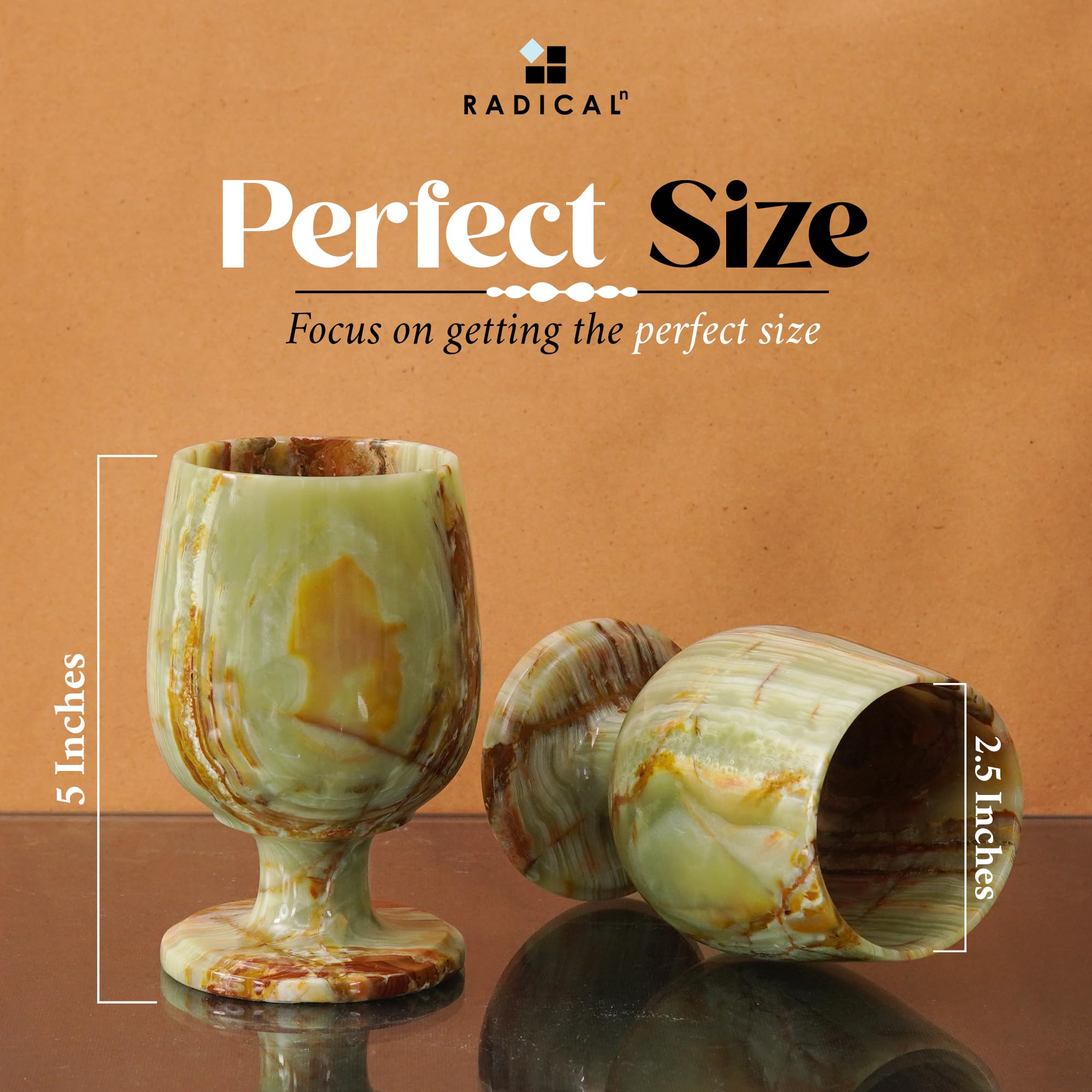 Premium Handmade Green Onyx Marble Wine Glasses Set of 2 - 5