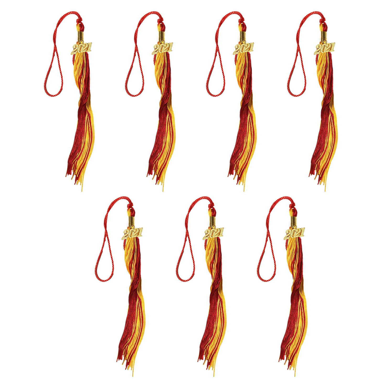 2021 Graduation Tassel Set - 9 Pieces with Gold Pendants for Bachelor's Degree Cap Decorations, Commencement Souvenirs & Keepsakes (Gold & Red) - Perfect for Graduation Ceremonies, Photo Props & Memory Keepsakes